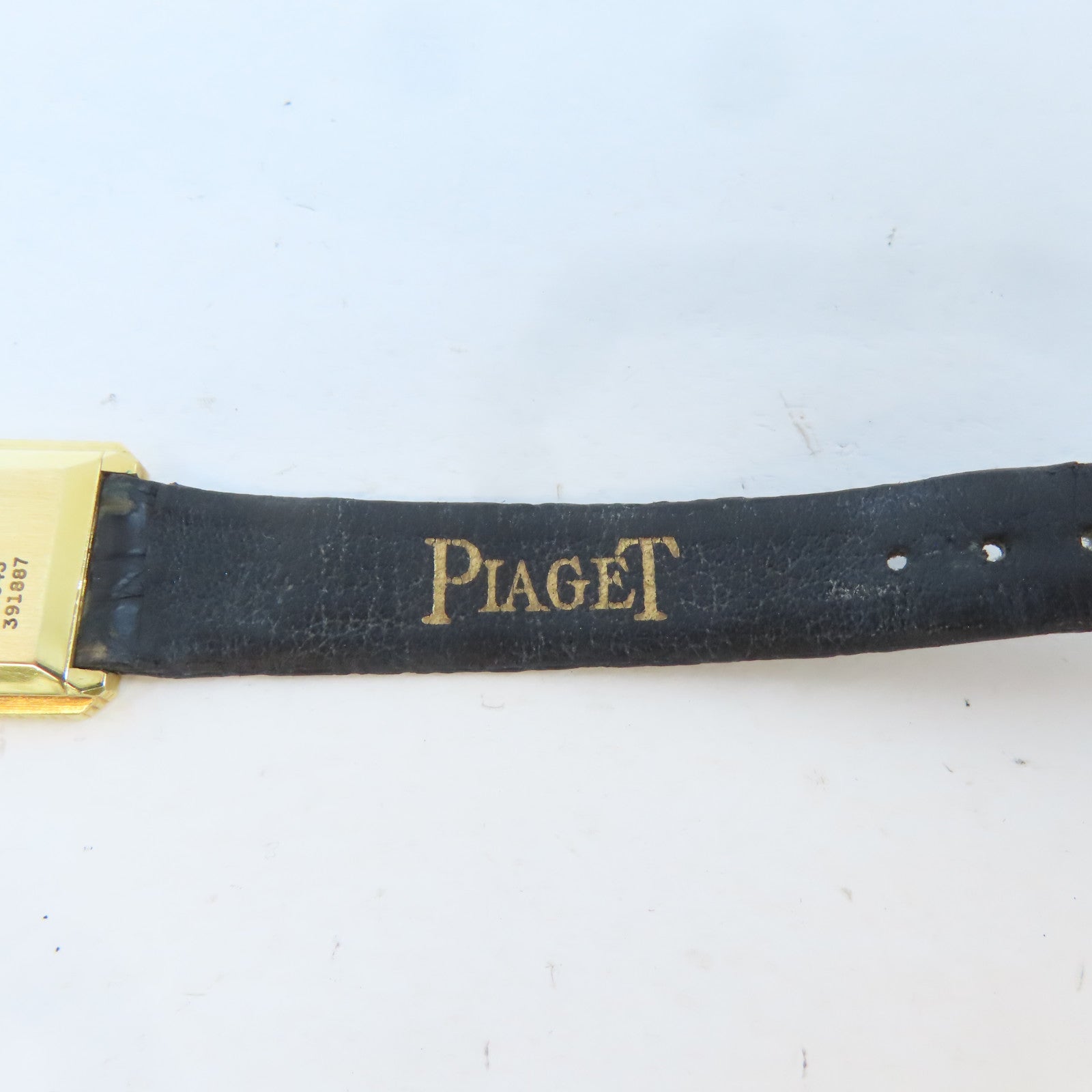 PIAGET Chequered 18K黃金/皮革帶手錶手動機芯金色