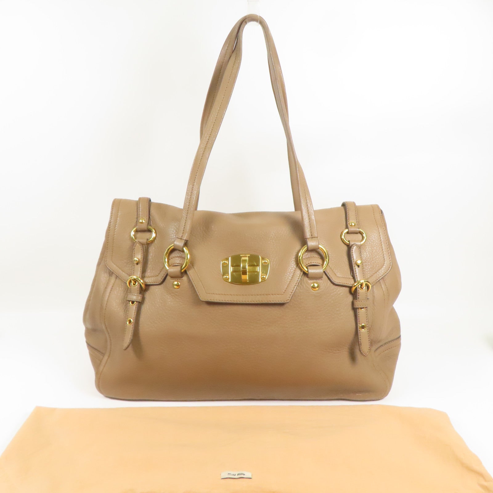 Miu Miu 牛皮皮革Shoulder Bag金扣肩背袋
