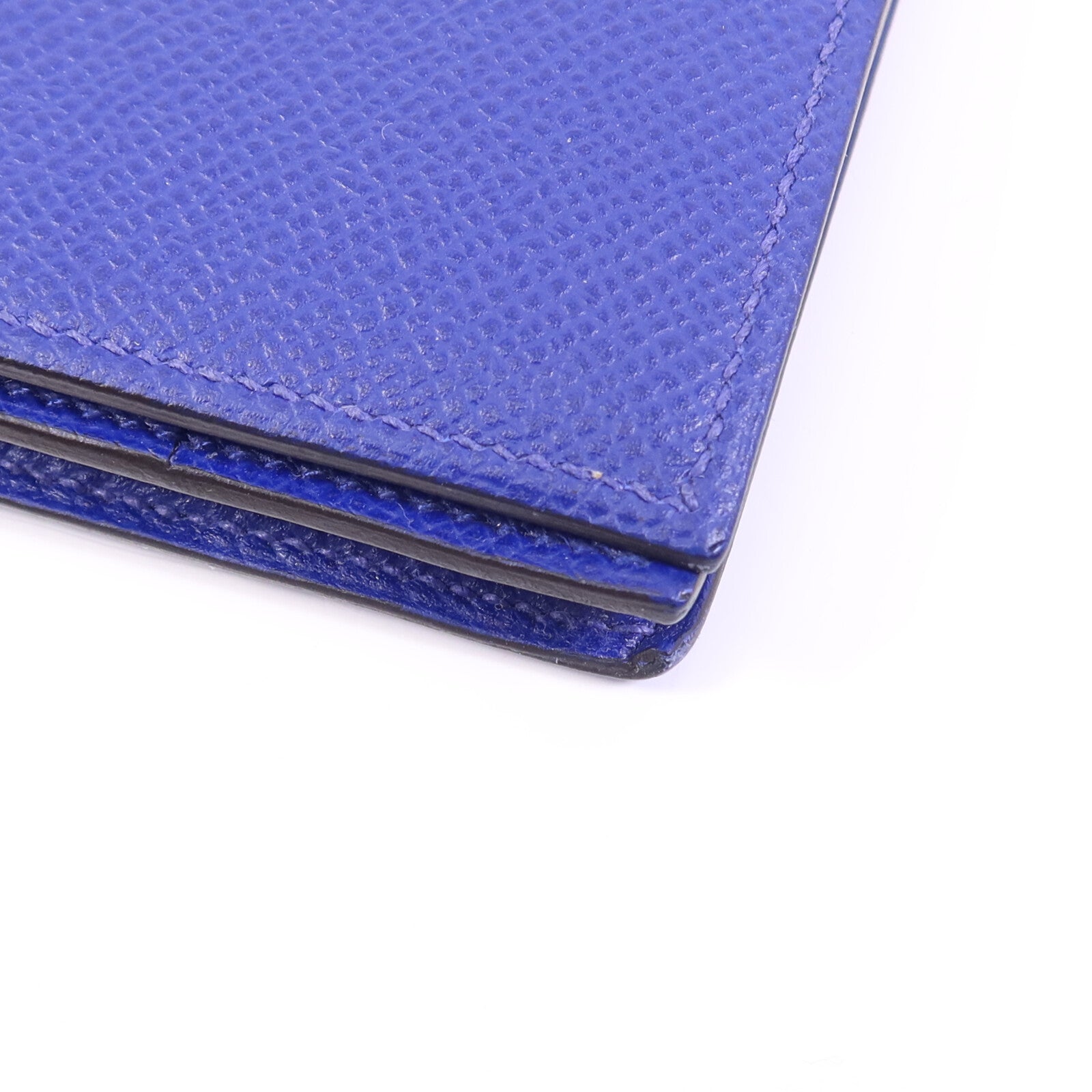 HERMES Epsom皮革Bearn Long Wallet銀扣錢包Bleu Electrique