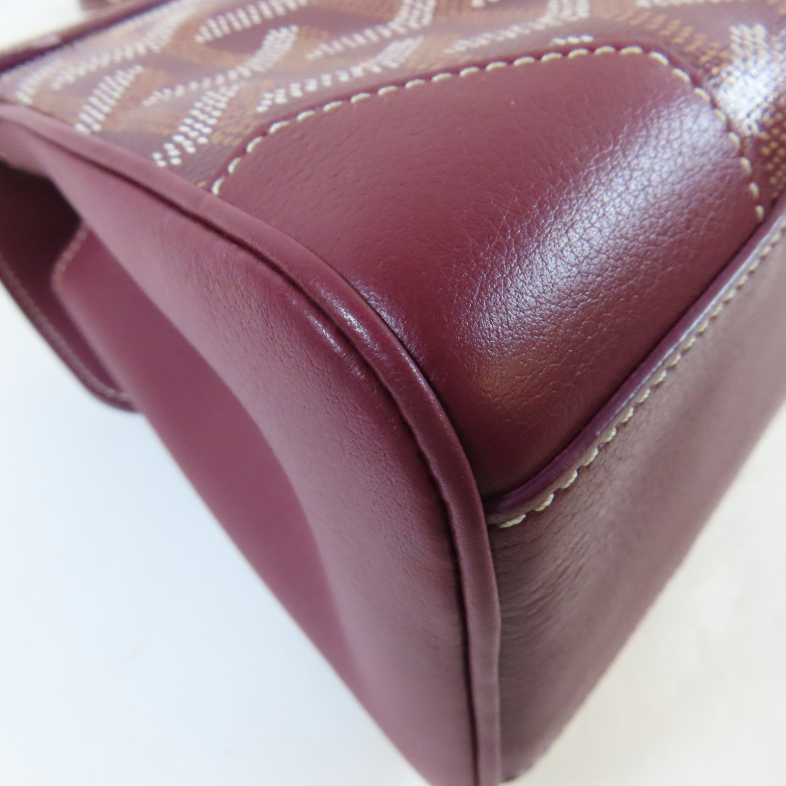 GOYARD 塗層帆布/牛皮皮革Saigon銀扣手挽肩背兩用袋紫紅色