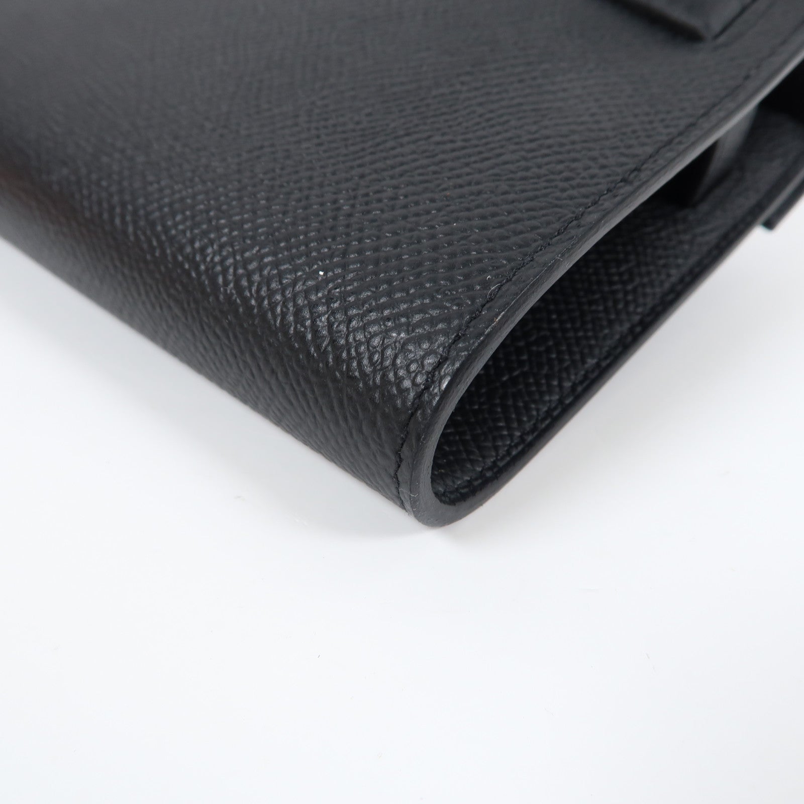 HERMES Epsom皮革Kelly To Go銀扣肩背袋Noir黑色