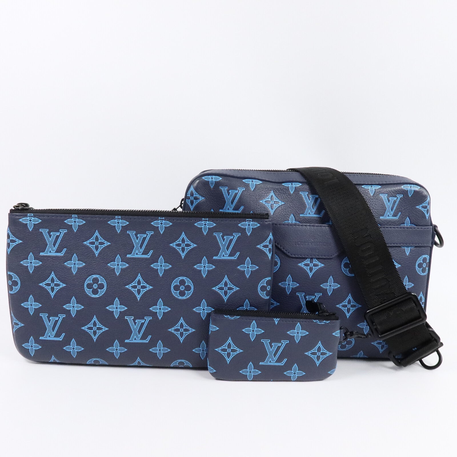 LOUIS VUITTON Monogram Shadow Trio Messenger肩背袋