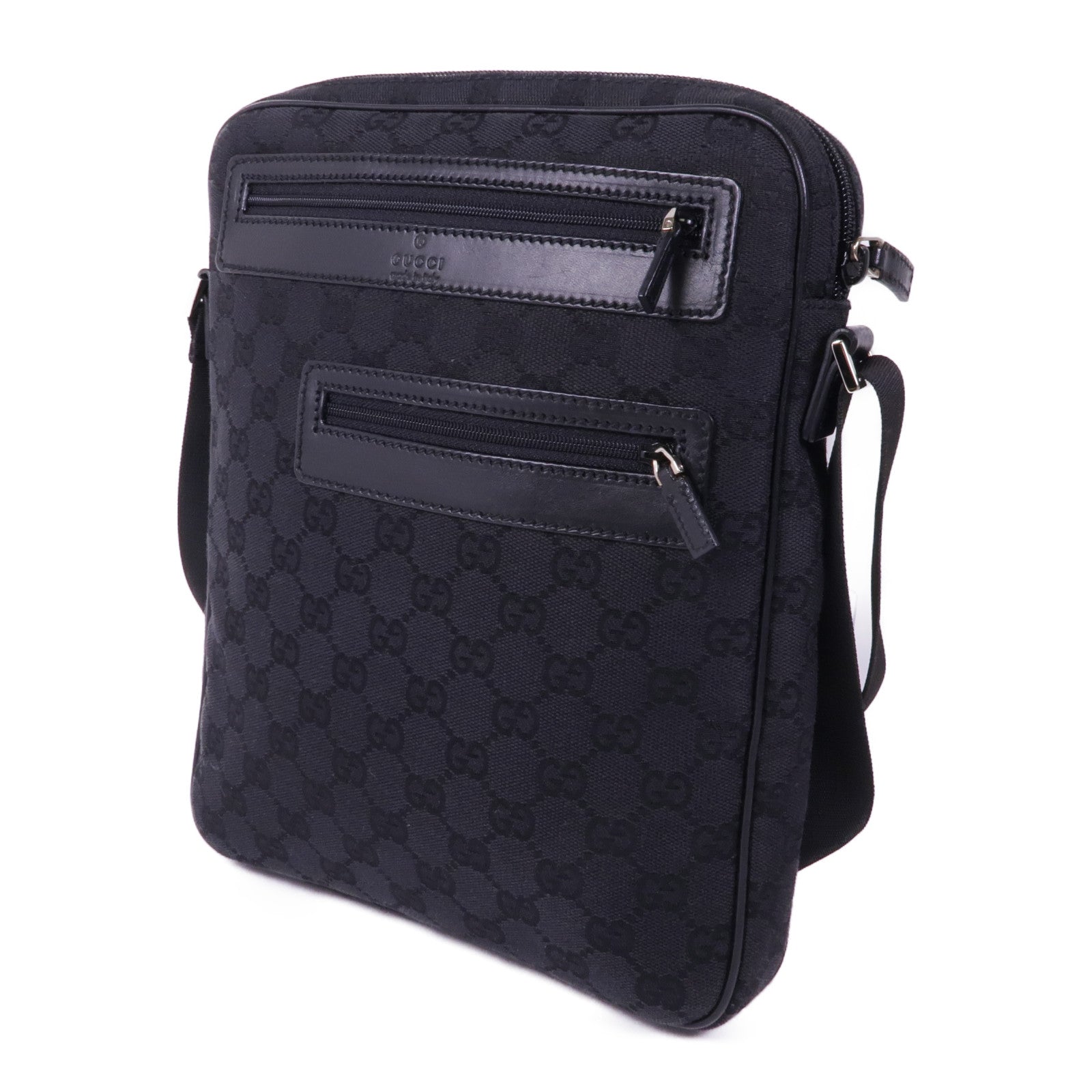 GUCCI 帆布Shoulder Bag銀扣肩背袋