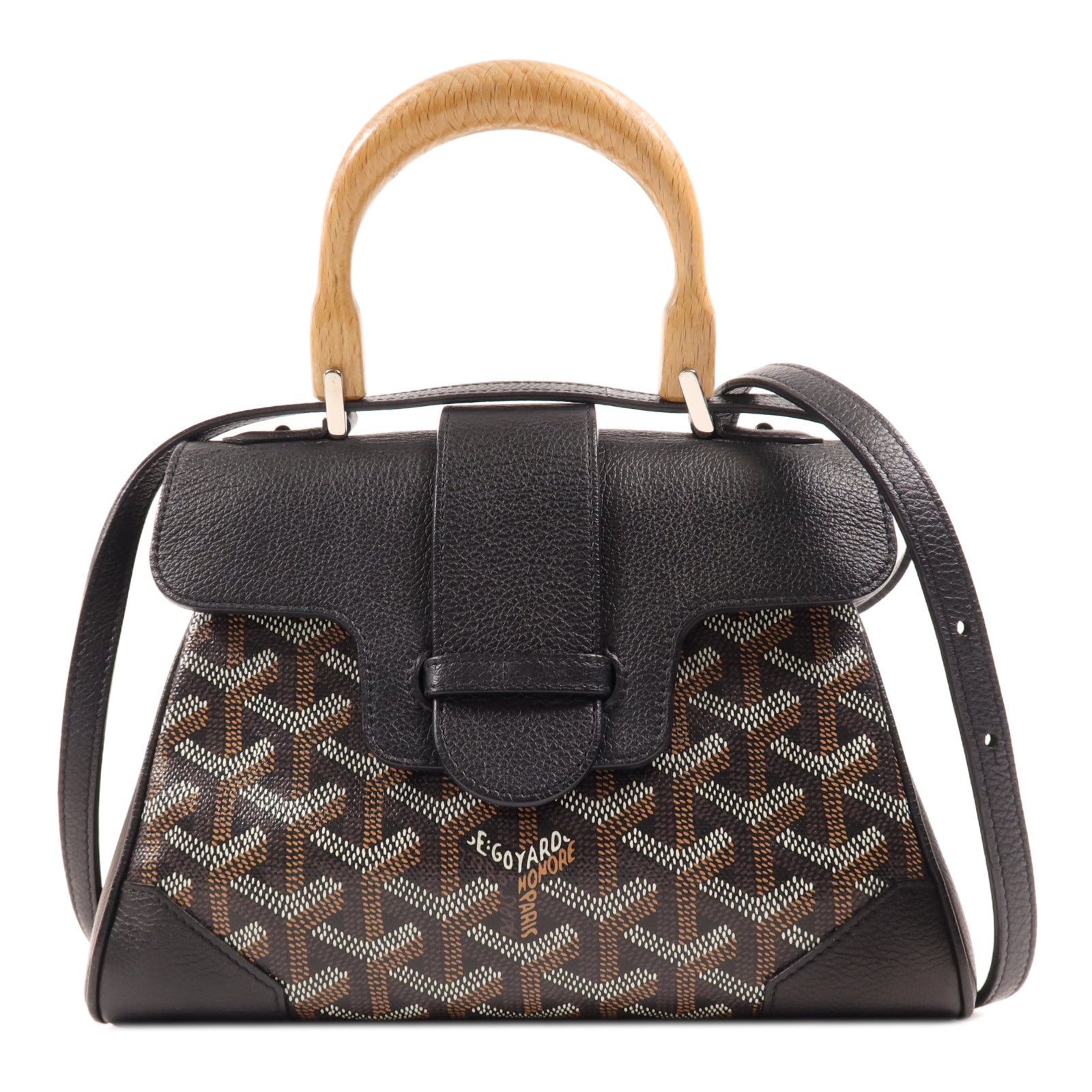 GOYARD 塗層帆布/牛皮皮革Saigon Mini銀扣手挽肩背兩用袋