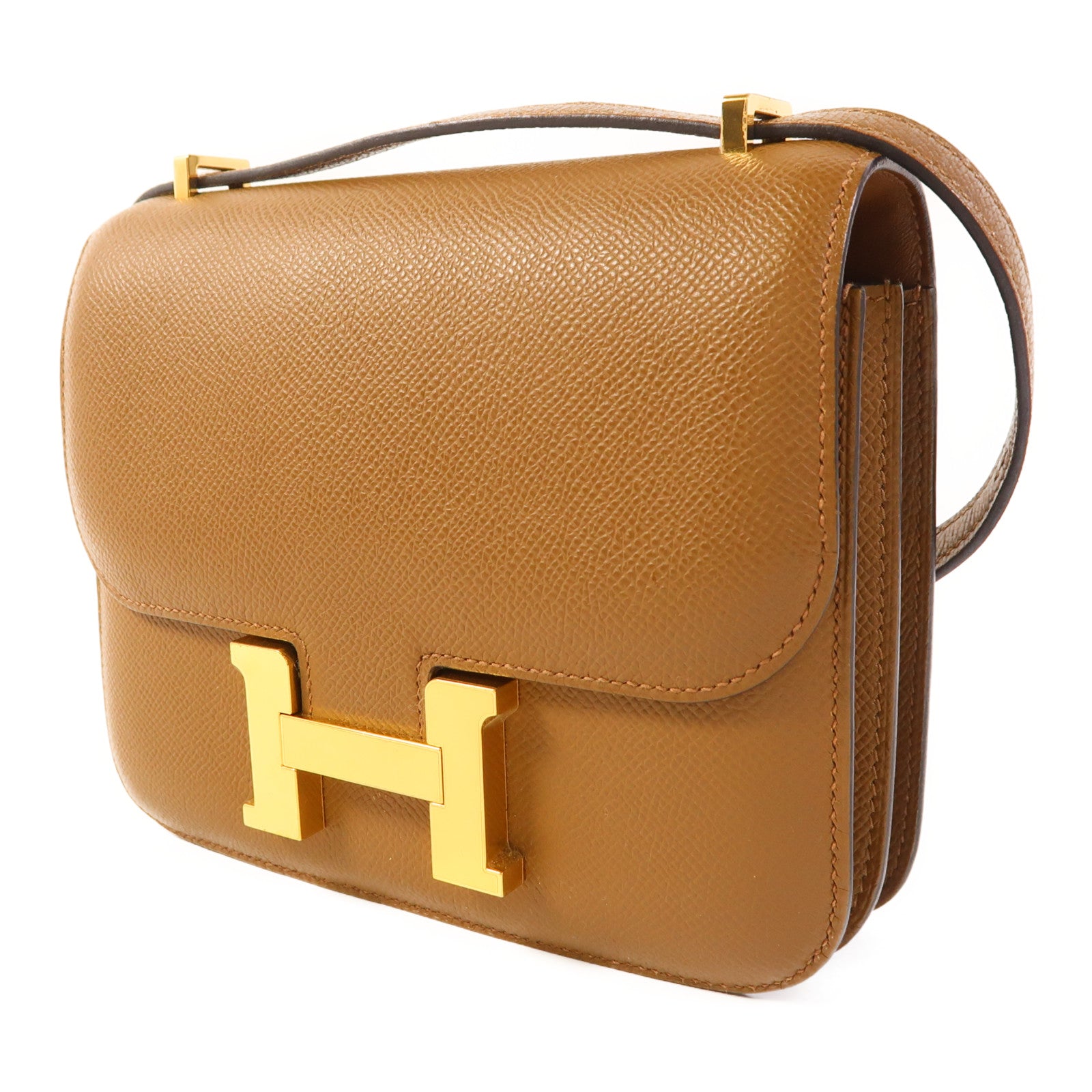 HERMES Epsom皮革Constance Mini金扣肩背袋3G Alezan