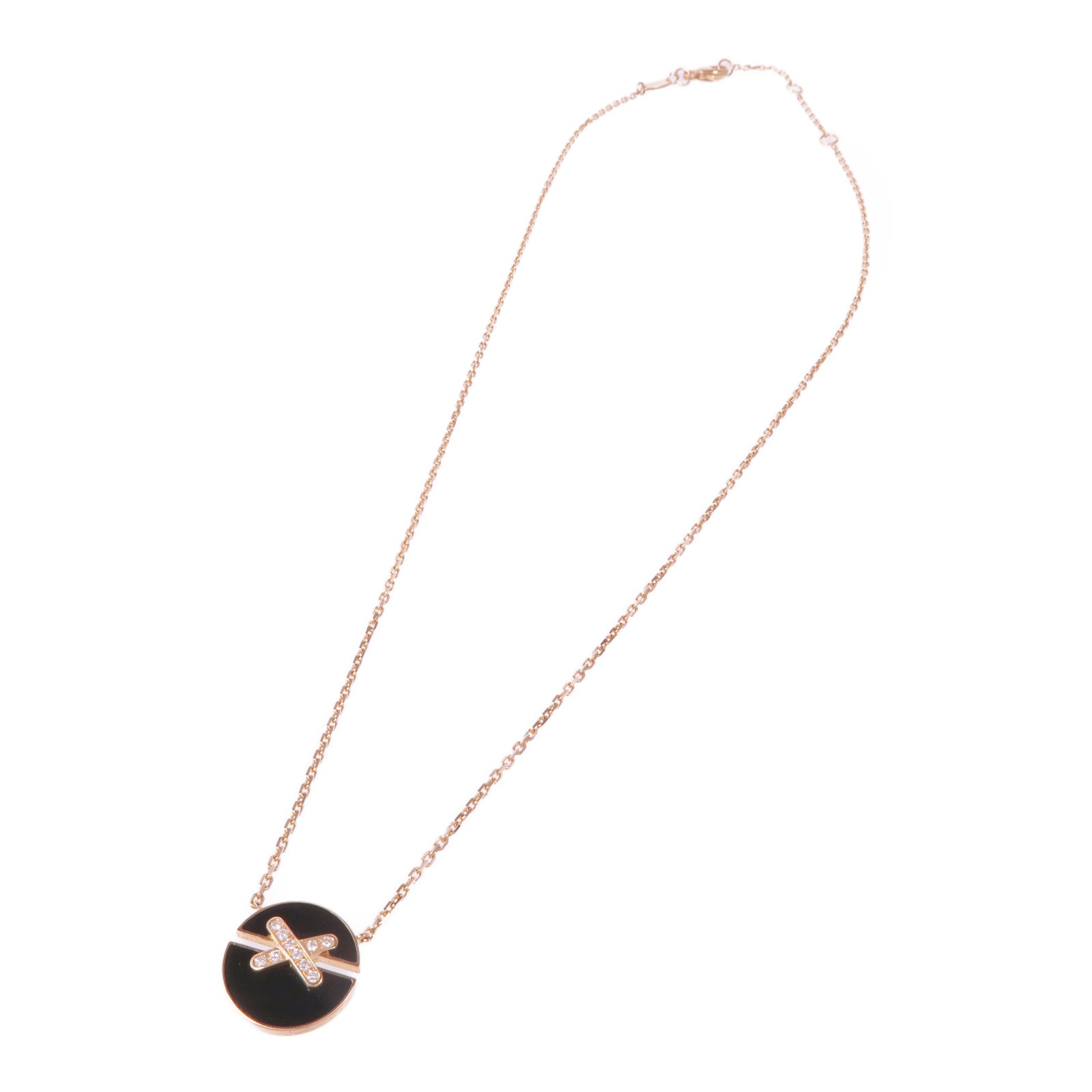 Chaumet 18K玫瑰金Jeux De Liens Harmony縞瑪瑙/鑽石項鍊