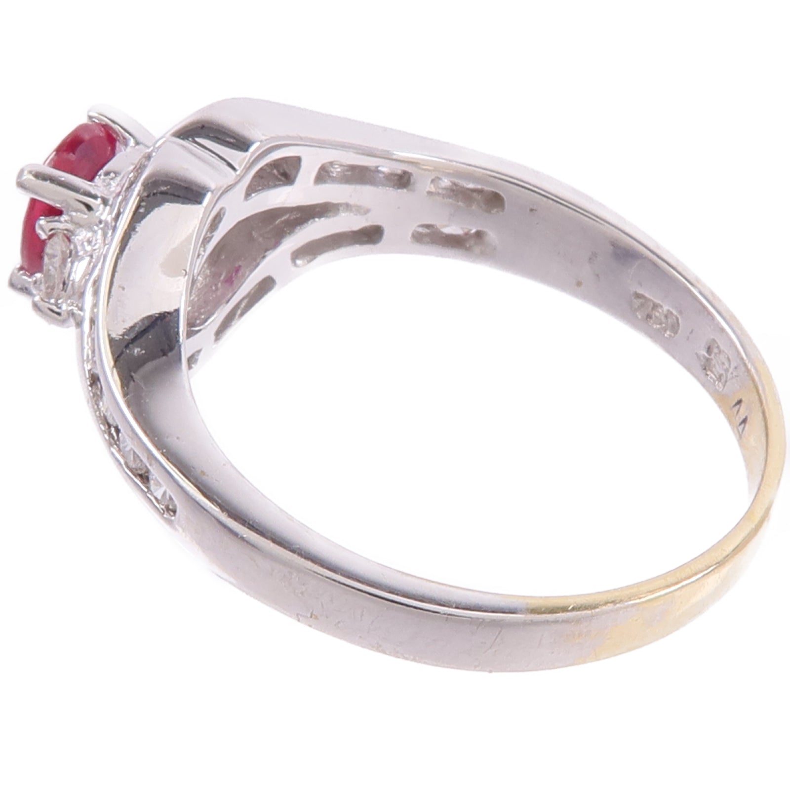 JEWELRY 18K白金Ruby Diamond Ring紅寶石/鑽石戒指