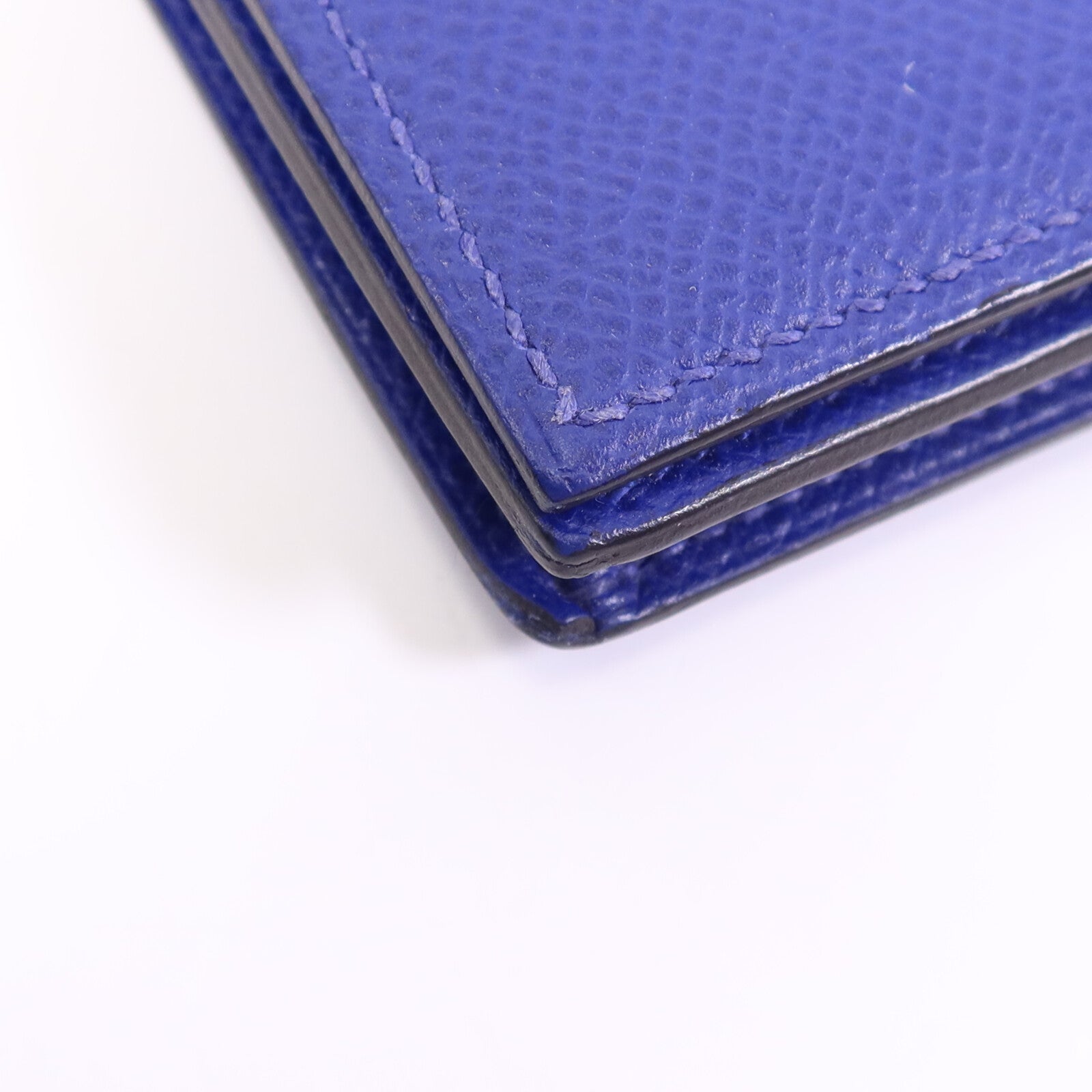 HERMES Epsom皮革Bearn Long Wallet銀扣錢包Bleu Electrique