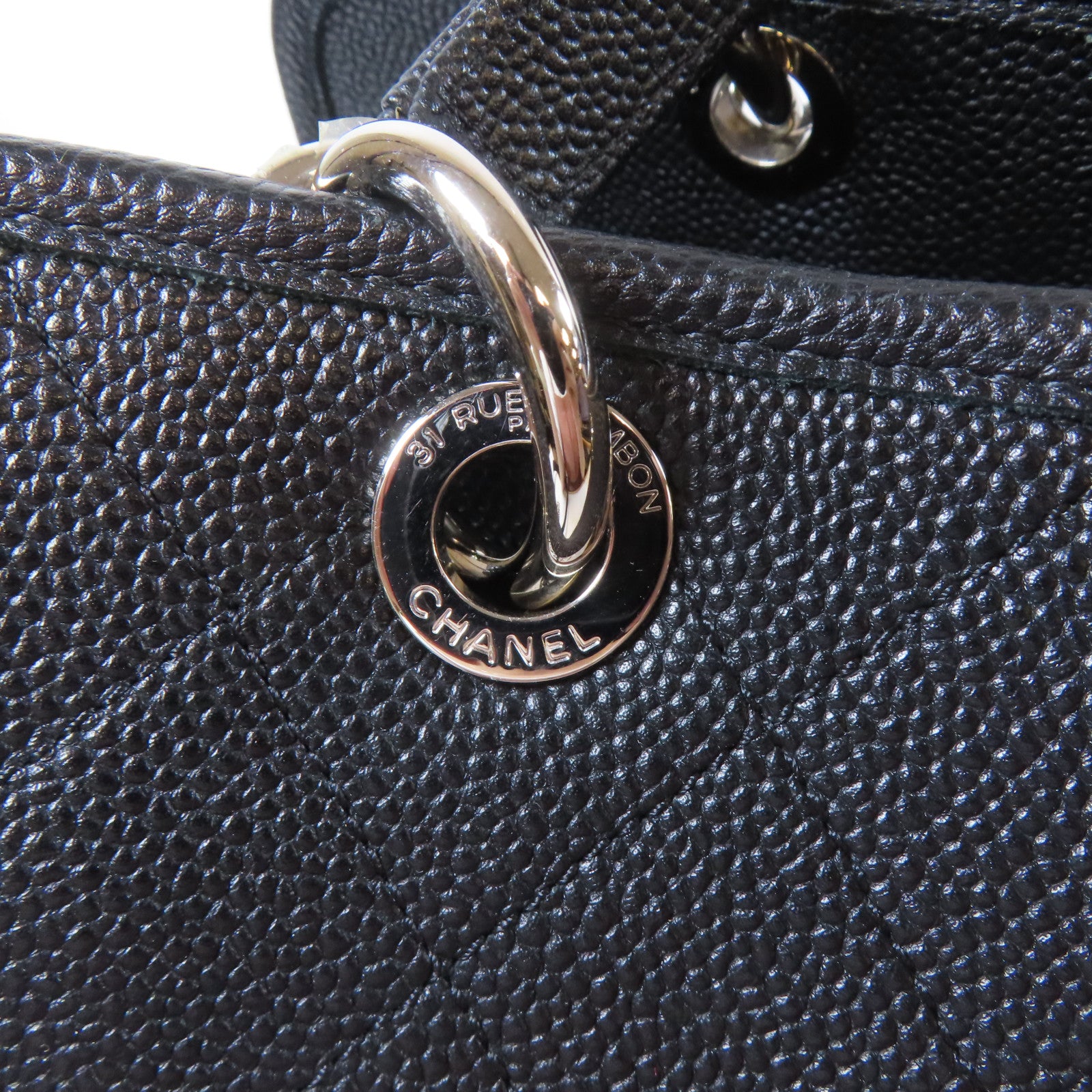 CHANEL 菱格Caviar皮革2 Way Chain Shoulder Bag銀扣手挽肩背兩用袋黑色