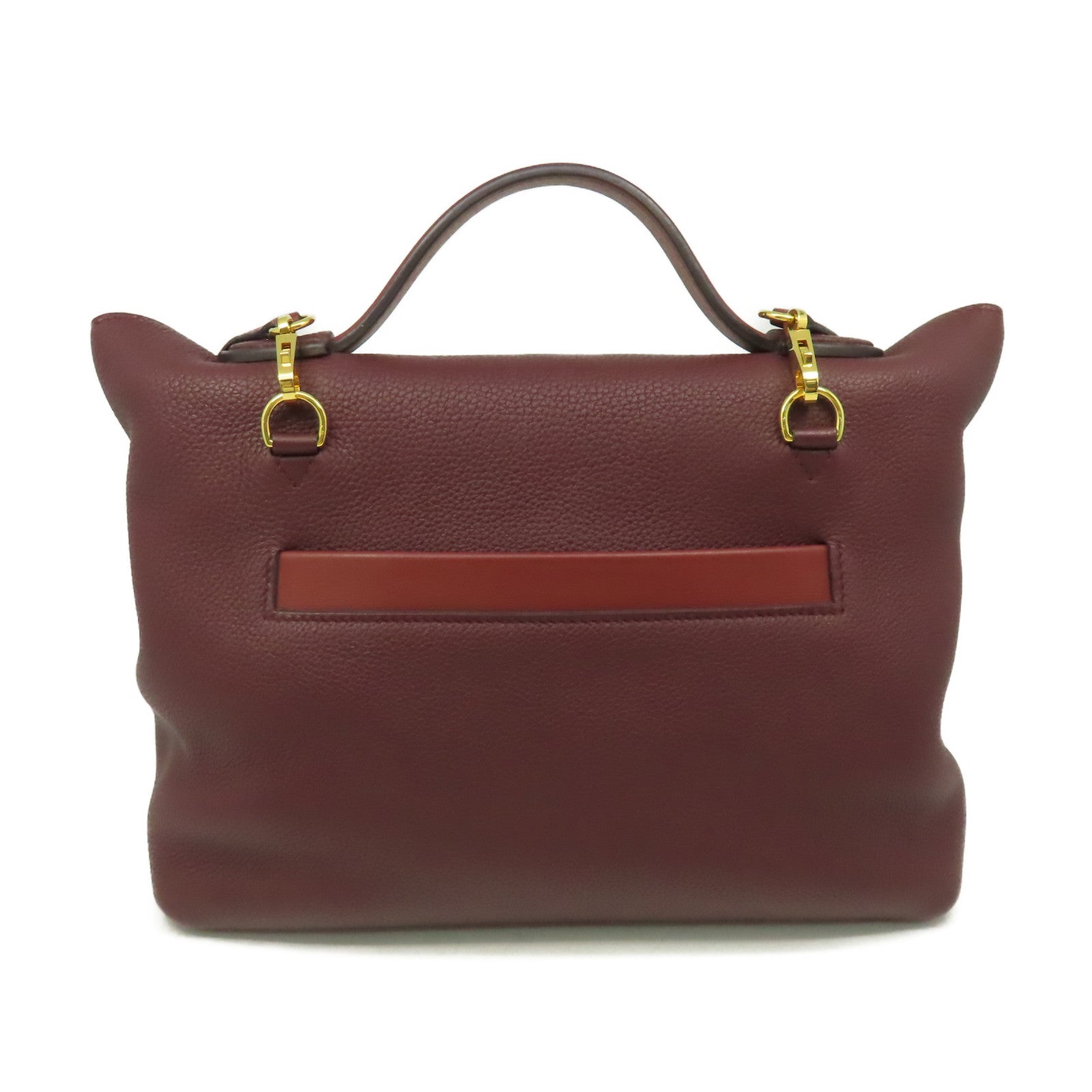 HERMES 【激減優惠】Clemence皮革24/24 29cm 2Way Shoulder Bag金扣手挽肩背兩用袋Bordeaux波爾多酒紅色