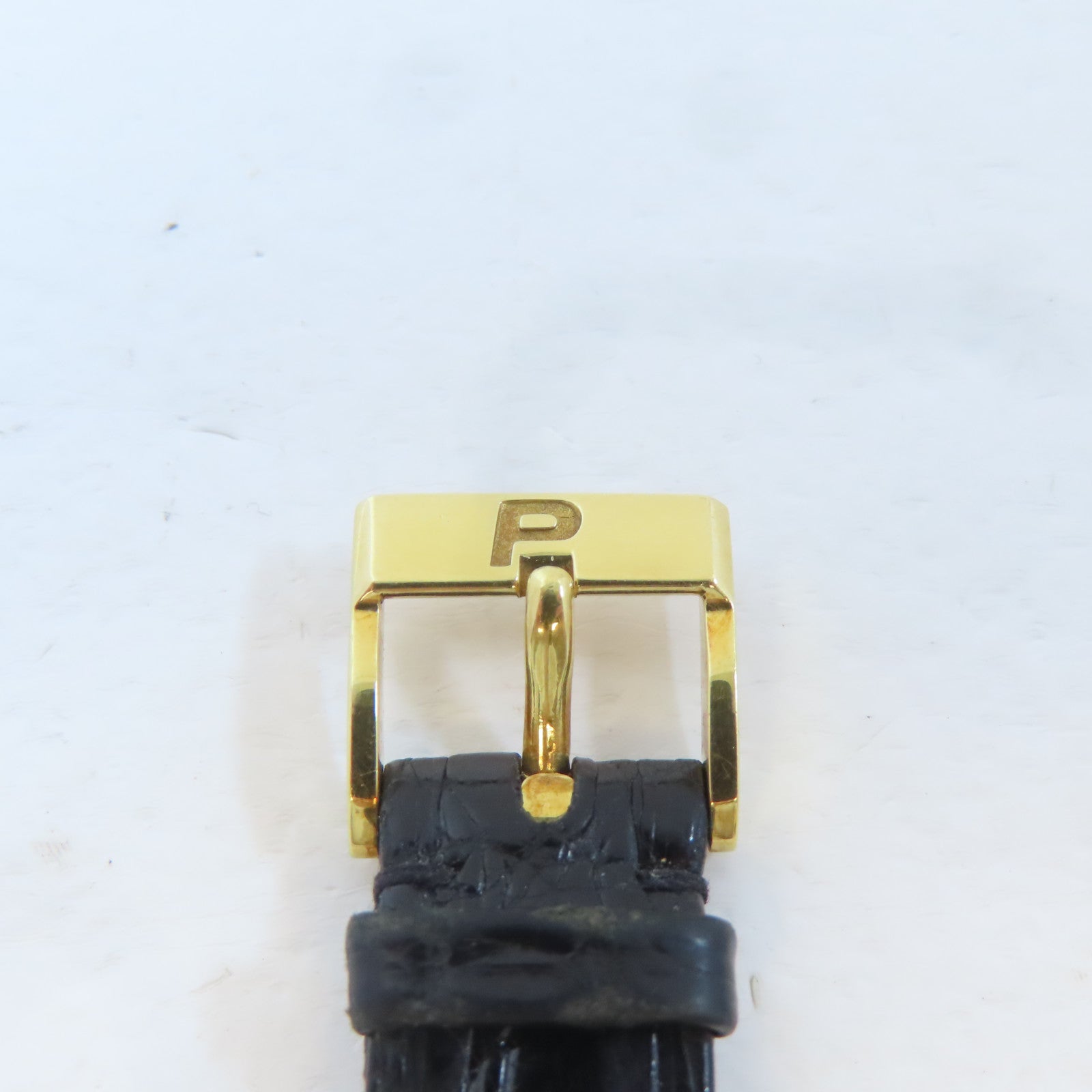 PIAGET Chequered 18K黃金/皮革帶手錶手動機芯金色