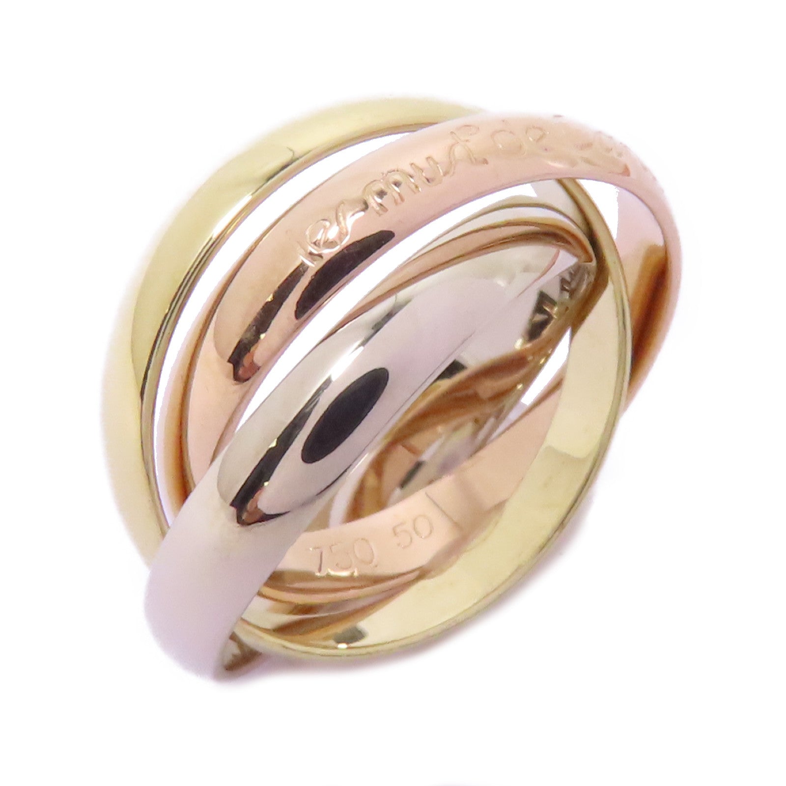 CARTIER 18K黃金/白金/玫瑰金Trinity Ring戒指Cartier#50/US#5.25