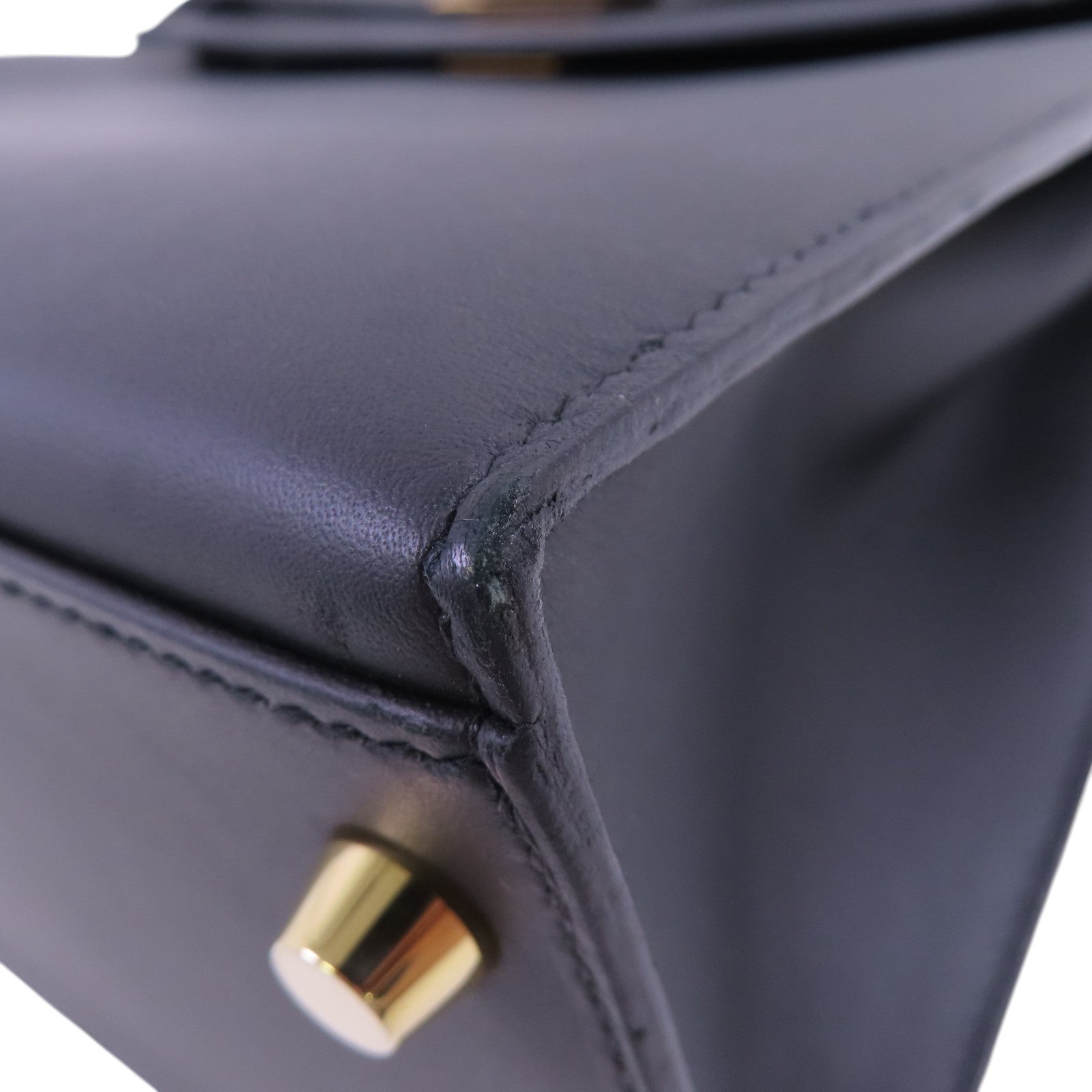 HERMES Sombrero皮革Kelly 28 2Way Hand Bag金扣手挽肩背兩用袋