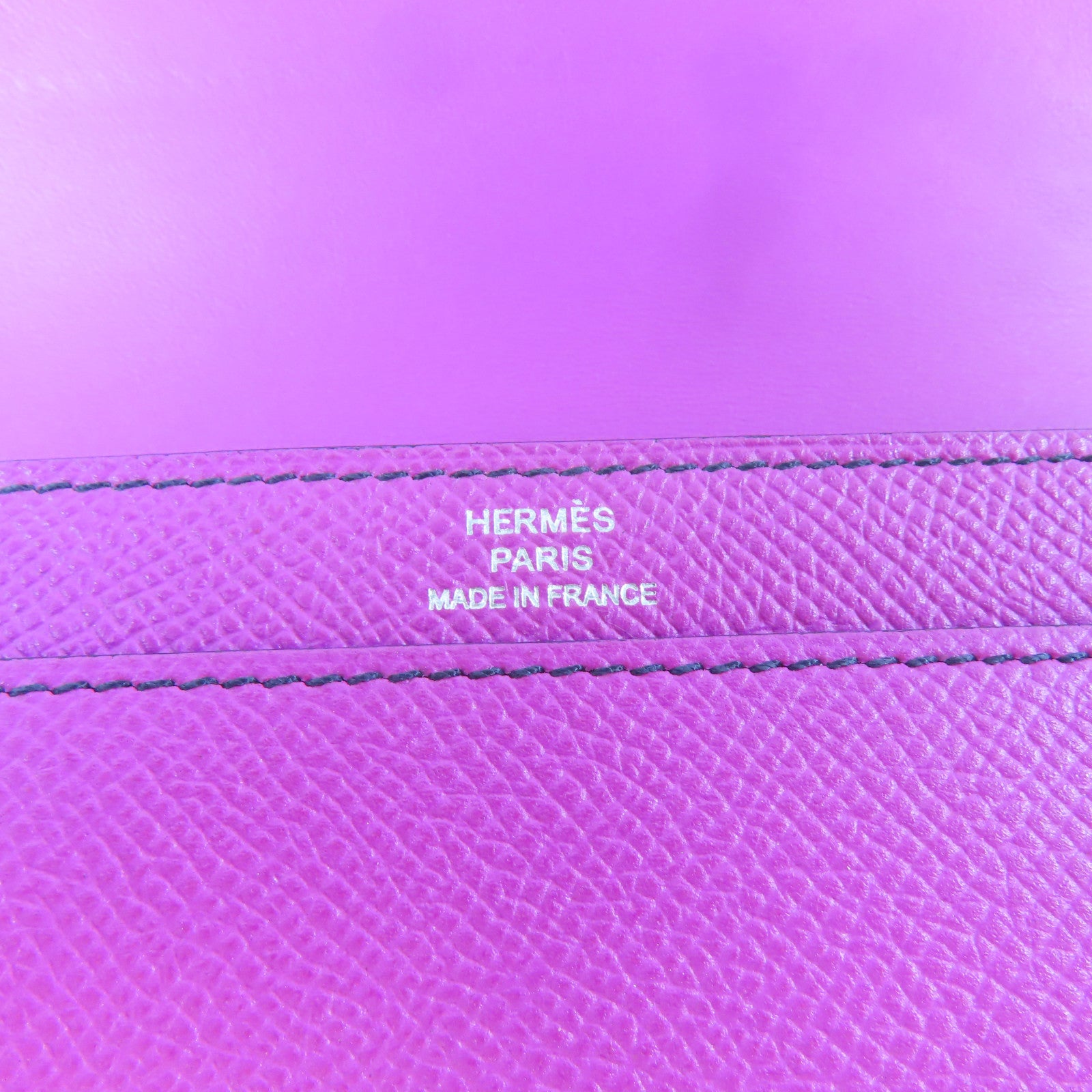 HERMES 【激減優惠】Epsom皮革Camail Long Wallet銀扣長錢包桃紅色/深藍色
