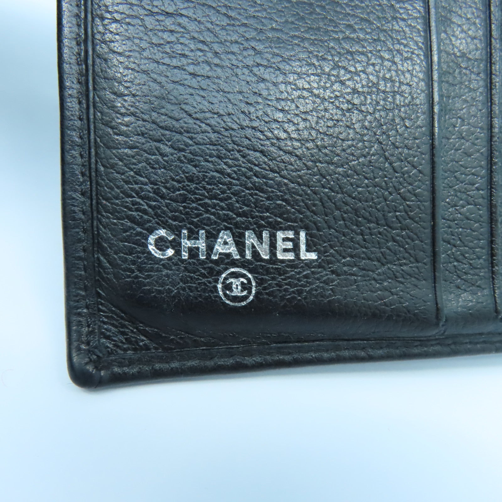 CHANEL 【清倉大減價】羊皮皮革Camellia Wallet銀扣錢包黑色