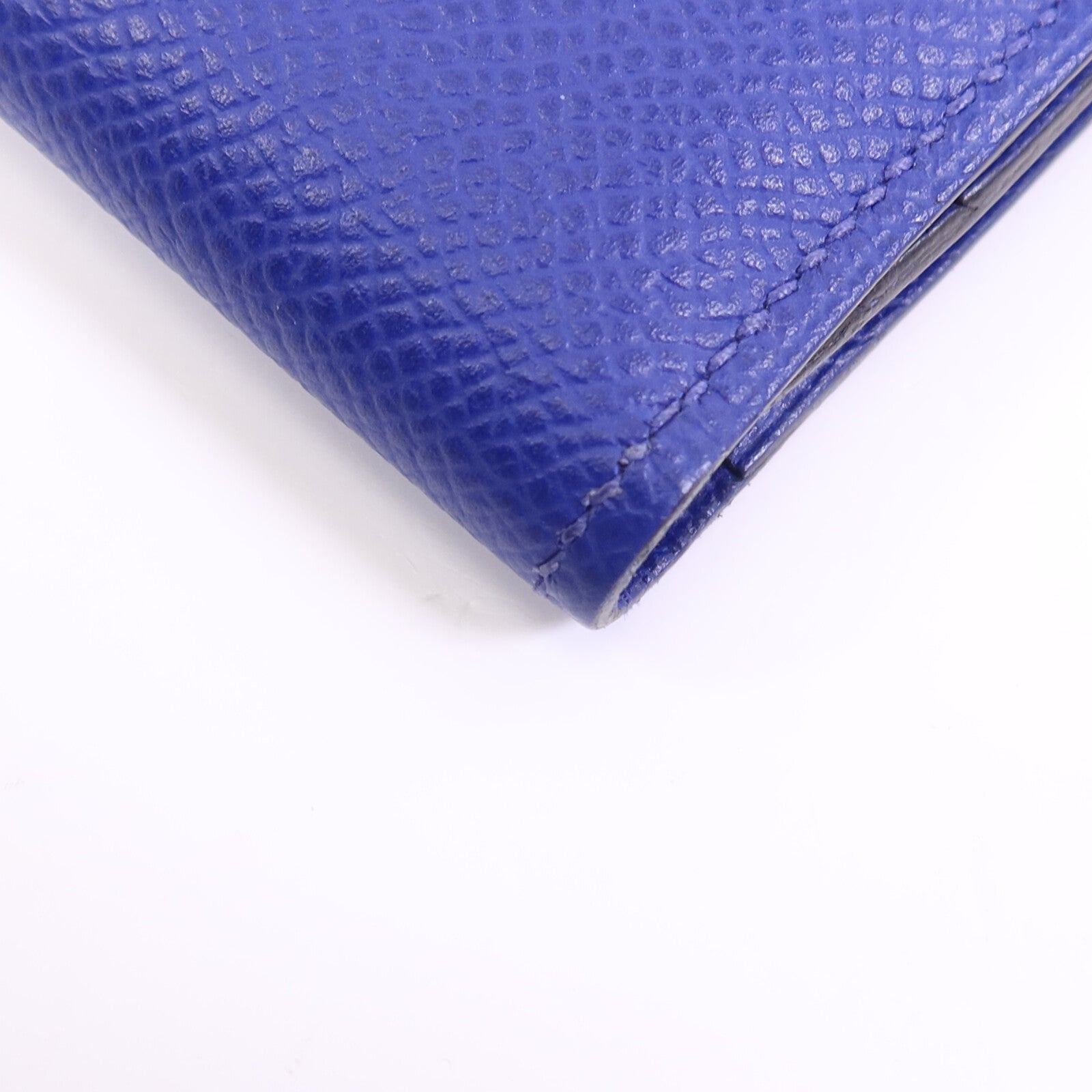 HERMES Epsom皮革Bearn Long Wallet銀扣錢包Bleu Electrique