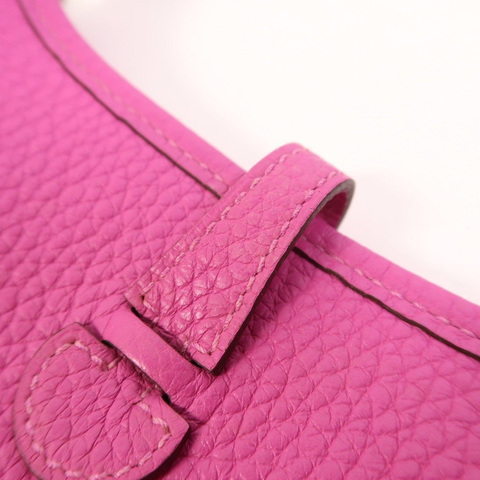 HERMES Clemence皮革Evelyne TPM銀扣肩背袋Magnolia