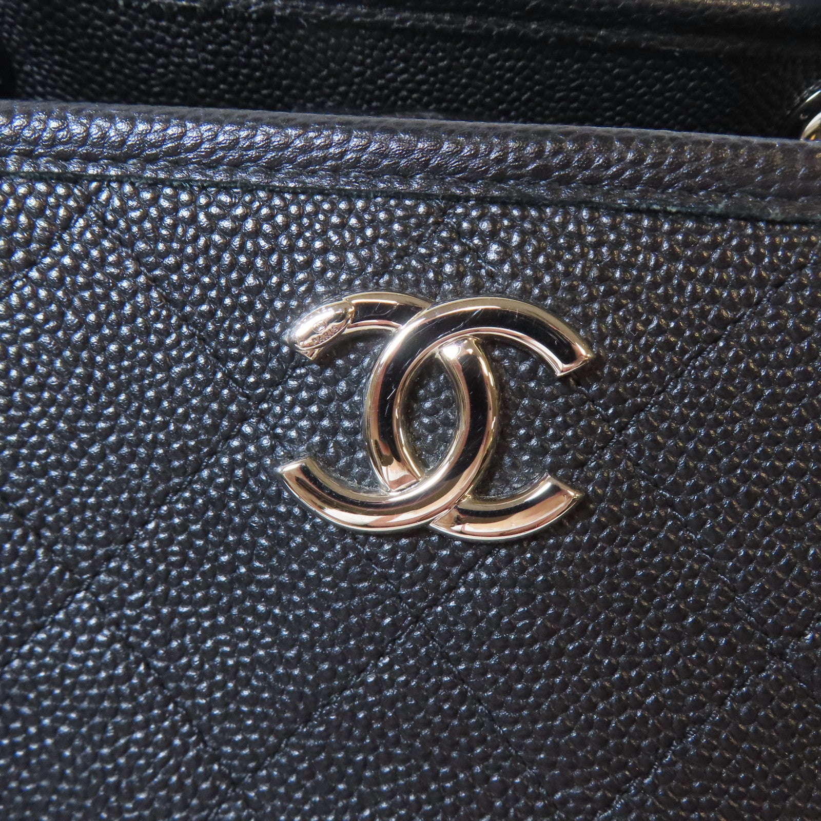 CHANEL 菱格Caviar皮革2 Way Chain Shoulder Bag銀扣手挽肩背兩用袋黑色