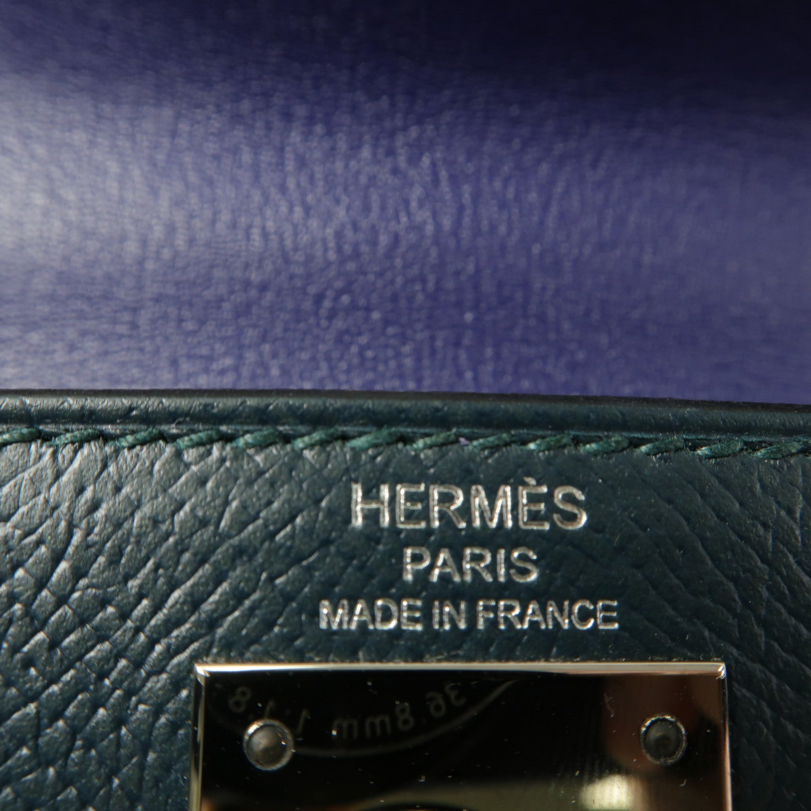 HERMES Epsom皮革/Clemence皮革Kelly 28手挽肩背兩用袋Vert Cypres/Bleu Obscur/Malachite