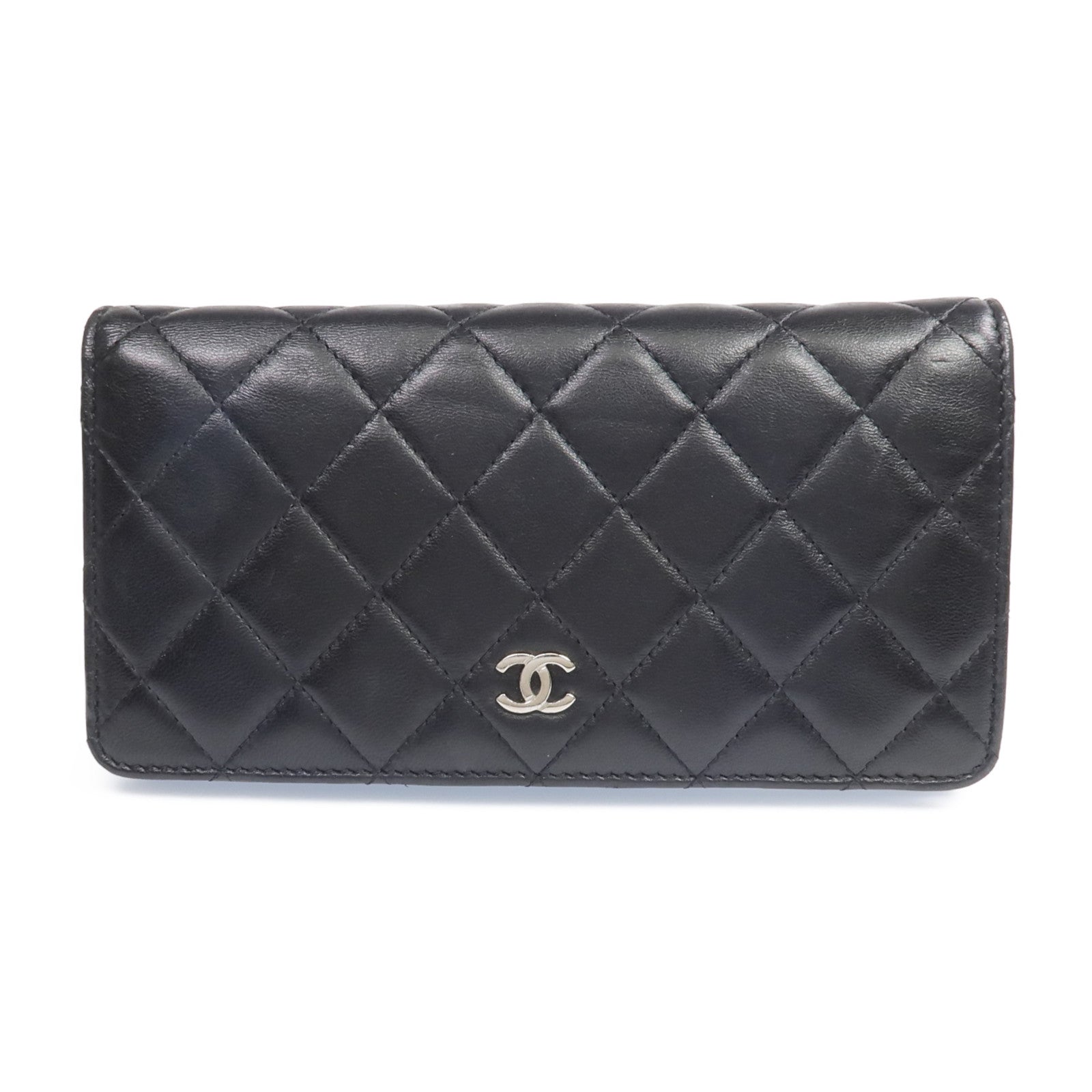 CHANEL 羊皮皮革Long Wallet銀扣長錢包