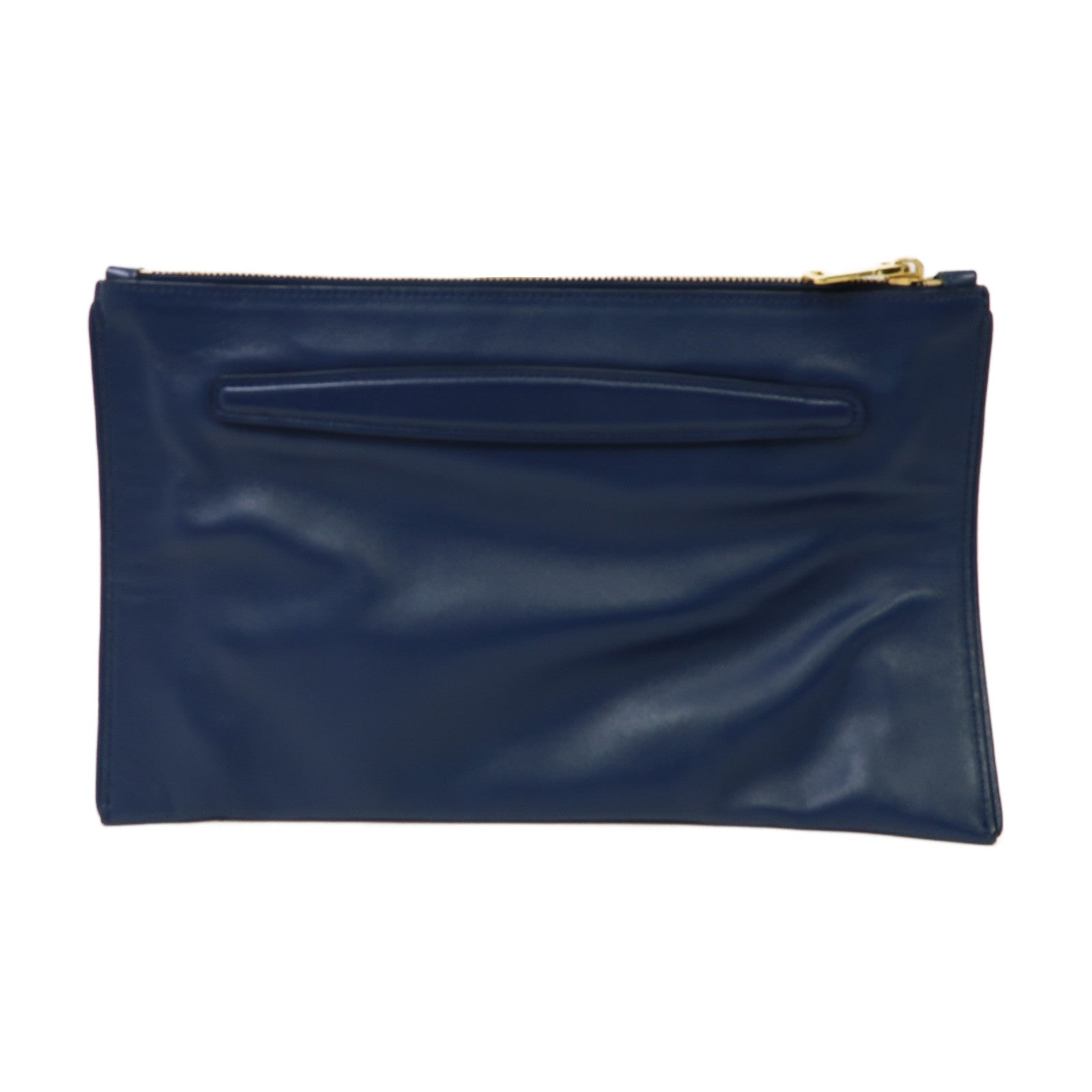 Miu Miu 【激減優惠】牛皮皮革Clutch Bag金扣手拿包藍色
