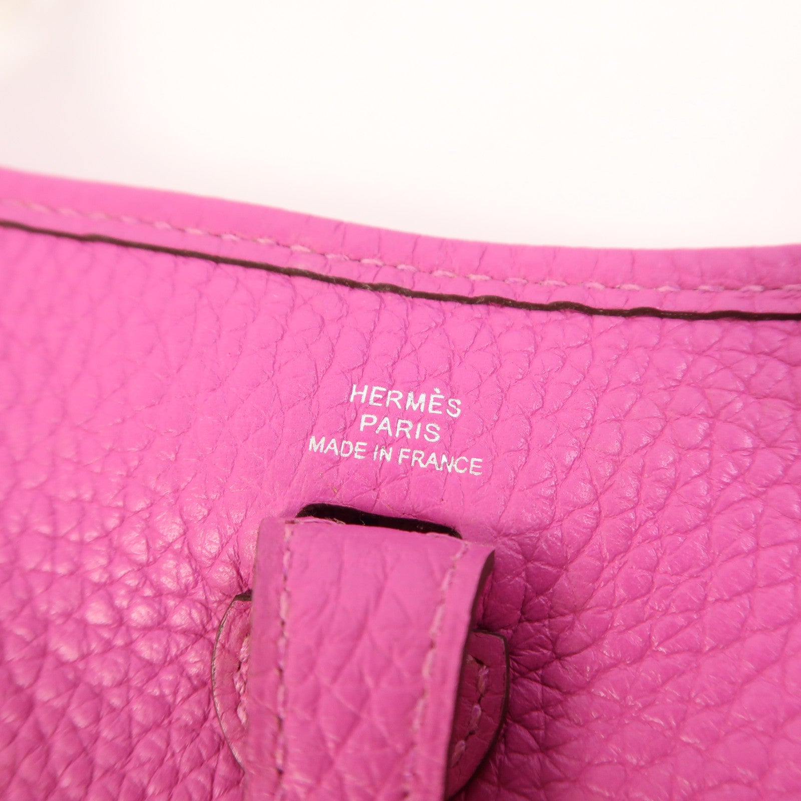 HERMES Clemence皮革Evelyne TPM銀扣肩背袋Magnolia