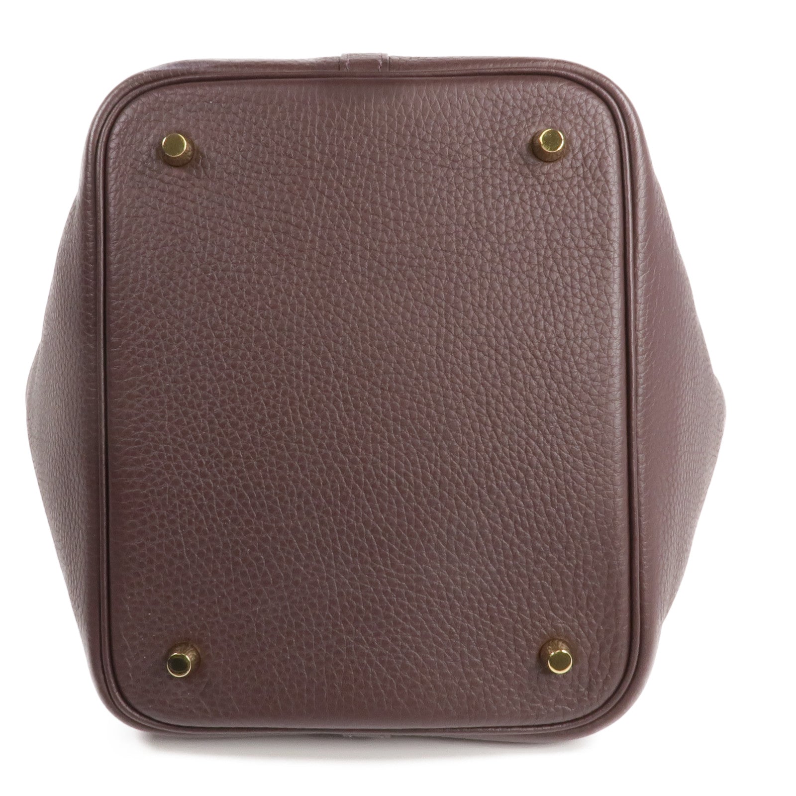 HERMES Clemence皮革Picotin MM金扣手挽袋Rouge Sellier