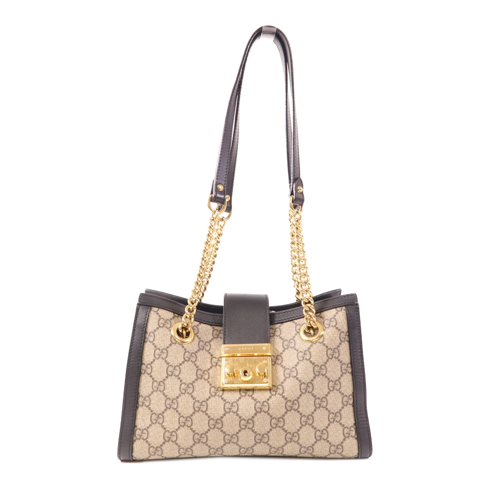 GUCCI 塗層帆布/皮革Padlock金扣肩背袋