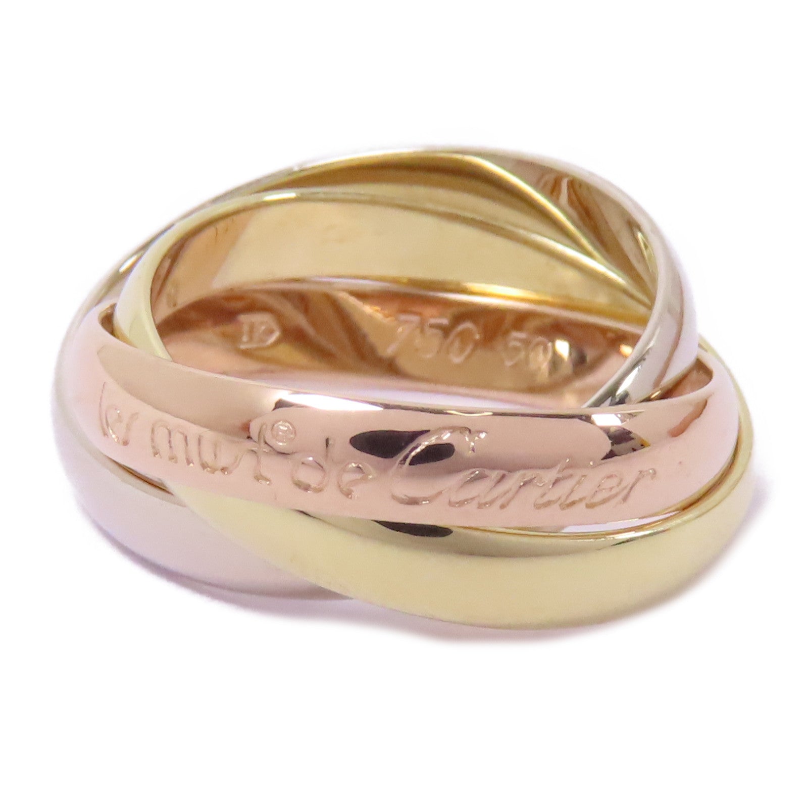 CARTIER 18K黃金/白金/玫瑰金Trinity Ring戒指Cartier#50/US#5.25