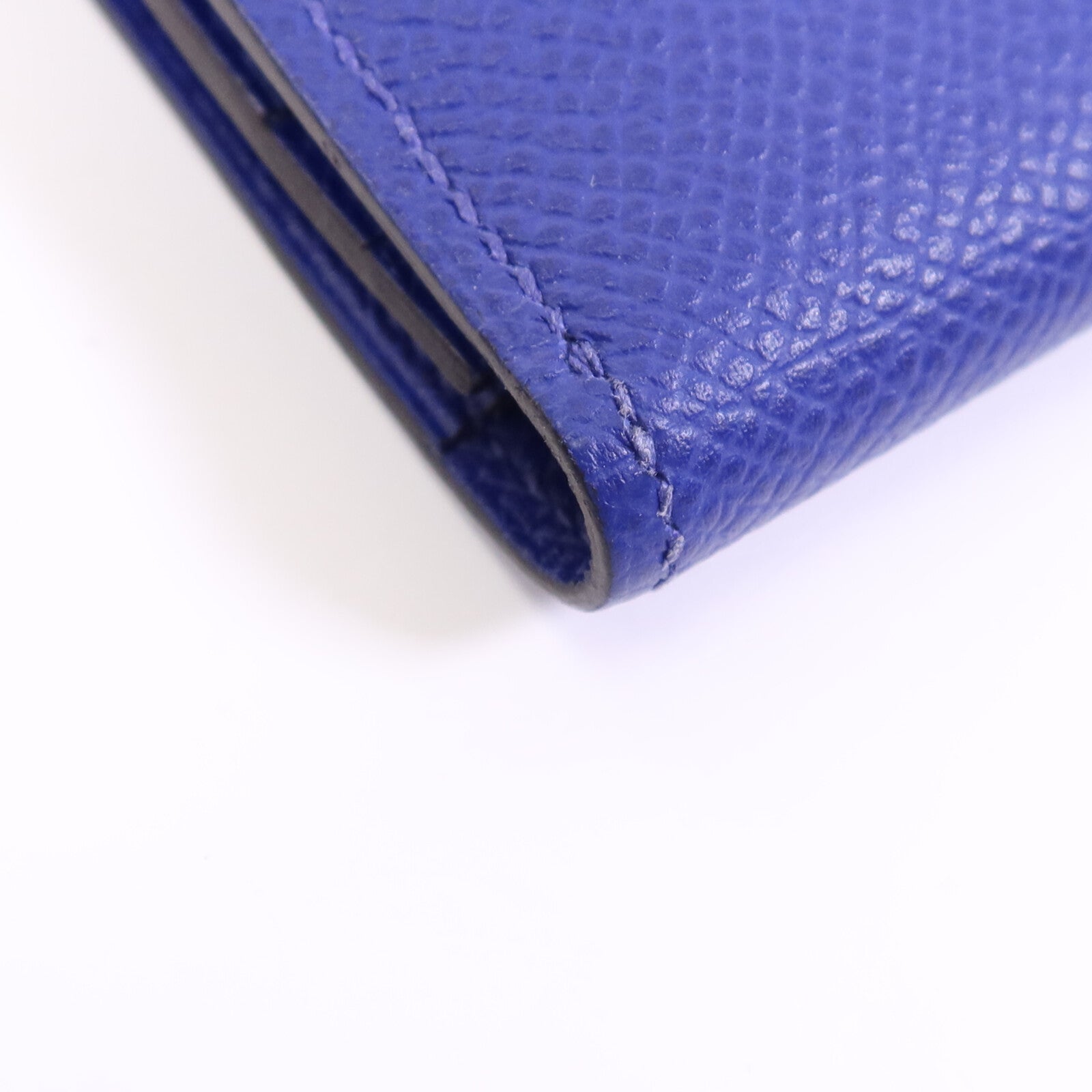 HERMES Epsom皮革Bearn Long Wallet銀扣錢包Bleu Electrique