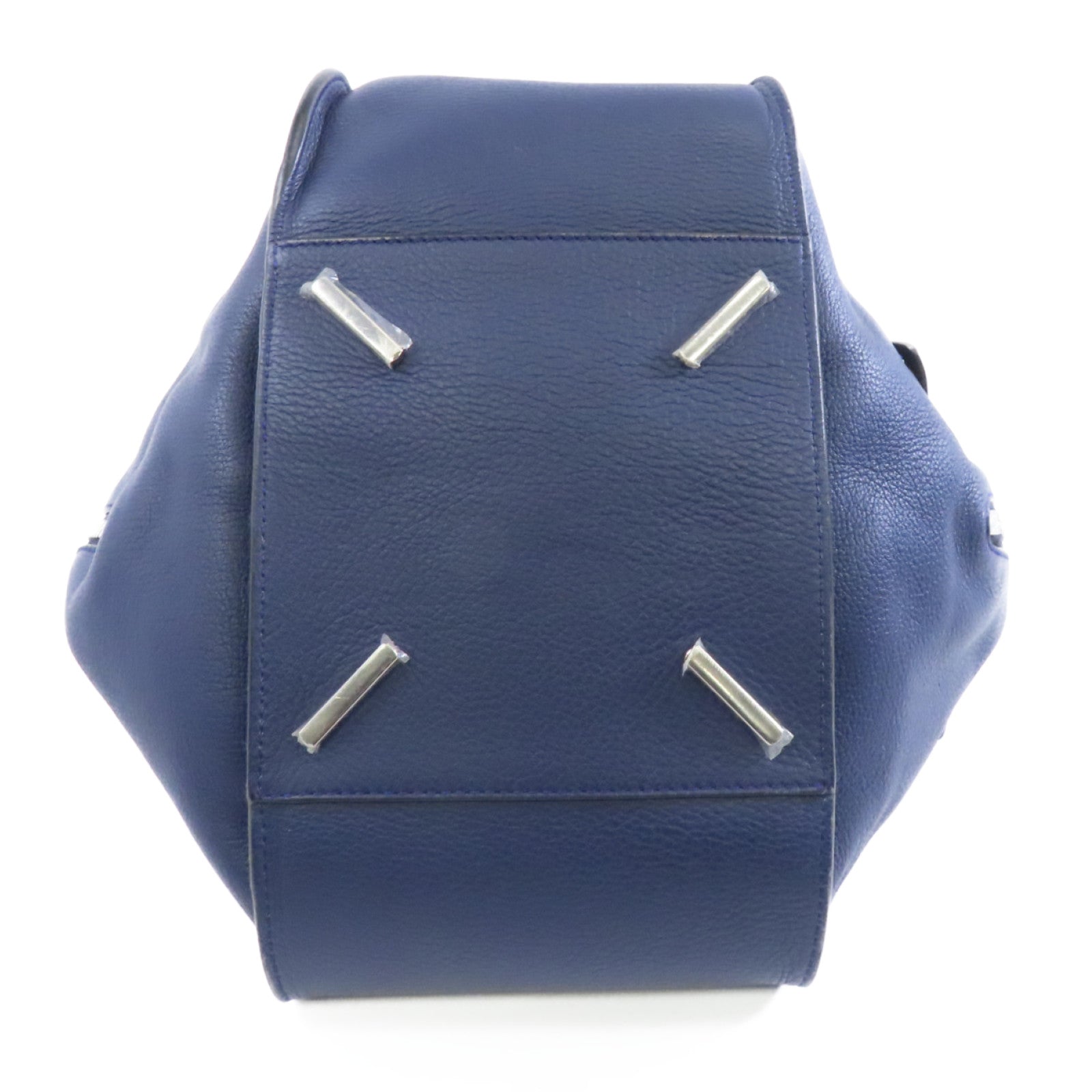 LOEWE 牛皮皮革Hammock銀扣手挽肩背兩用袋藍色