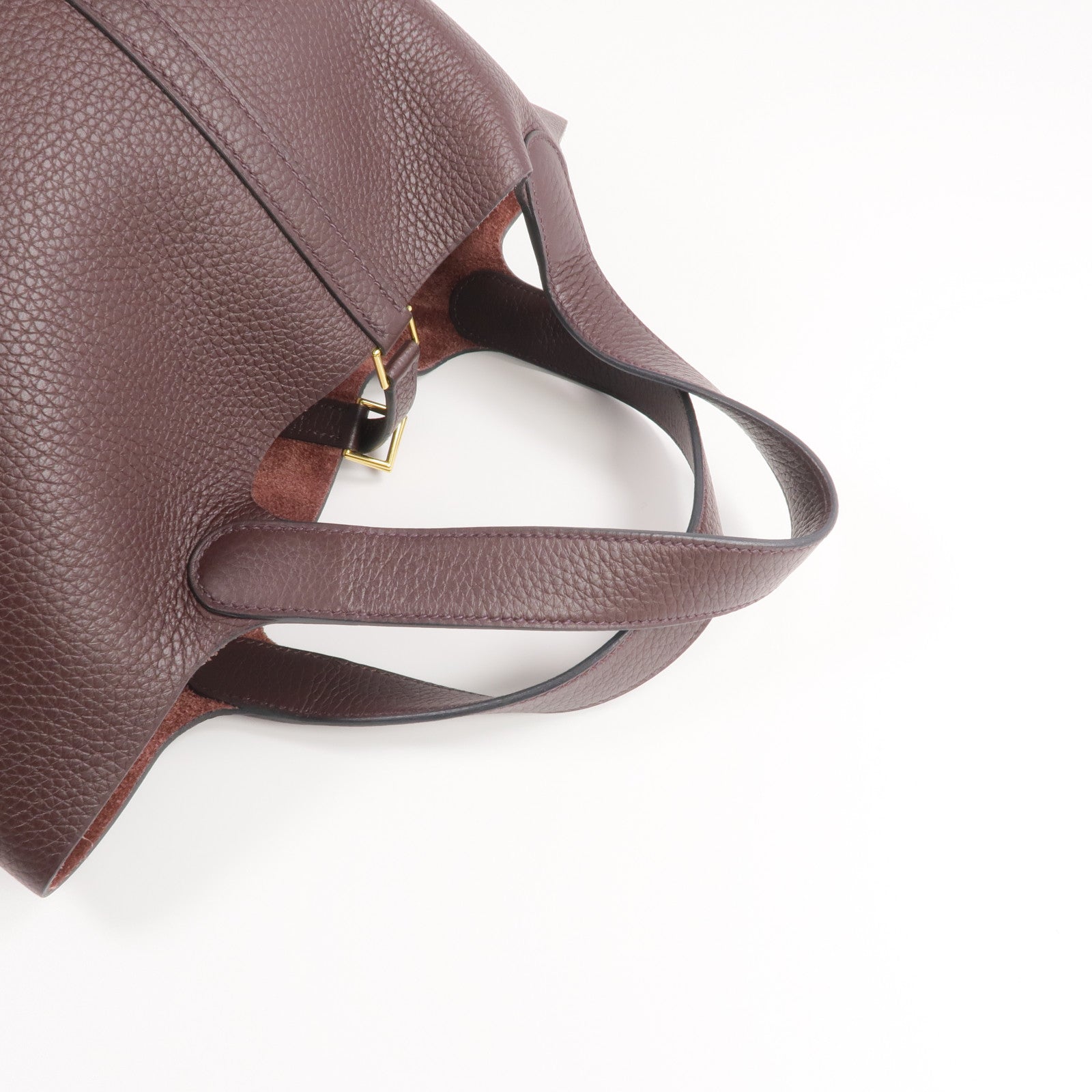 HERMES Clemence皮革Picotin MM金扣手挽袋Rouge Sellier