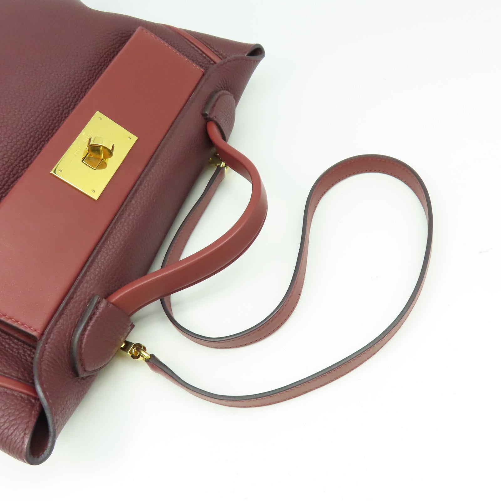 HERMES 【激減優惠】Clemence皮革24/24 29cm 2Way Shoulder Bag金扣手挽肩背兩用袋Bordeaux波爾多酒紅色