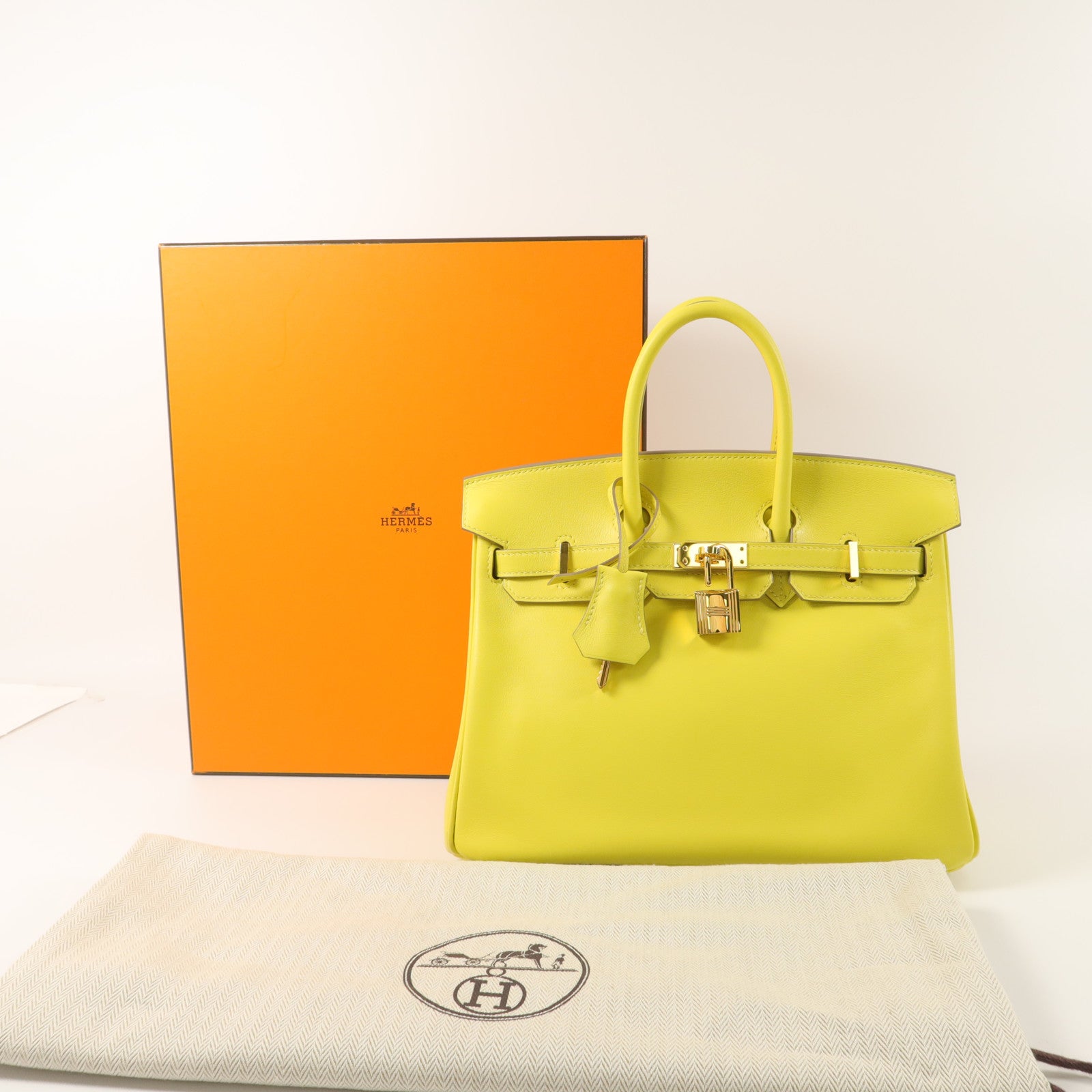 HERMES Swift皮革Birkin 25手挽袋Lime