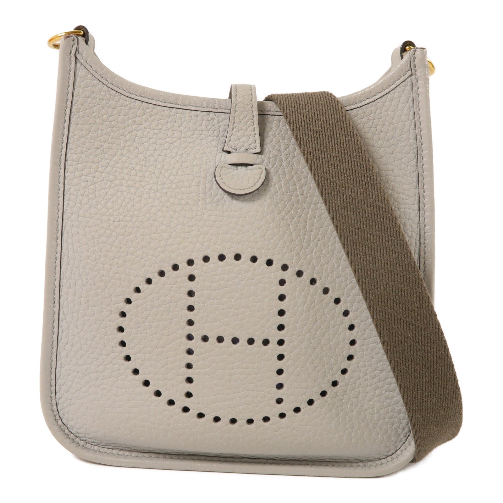 HERMES Clemence皮革Evelyne TPM肩背袋Gris Pantin