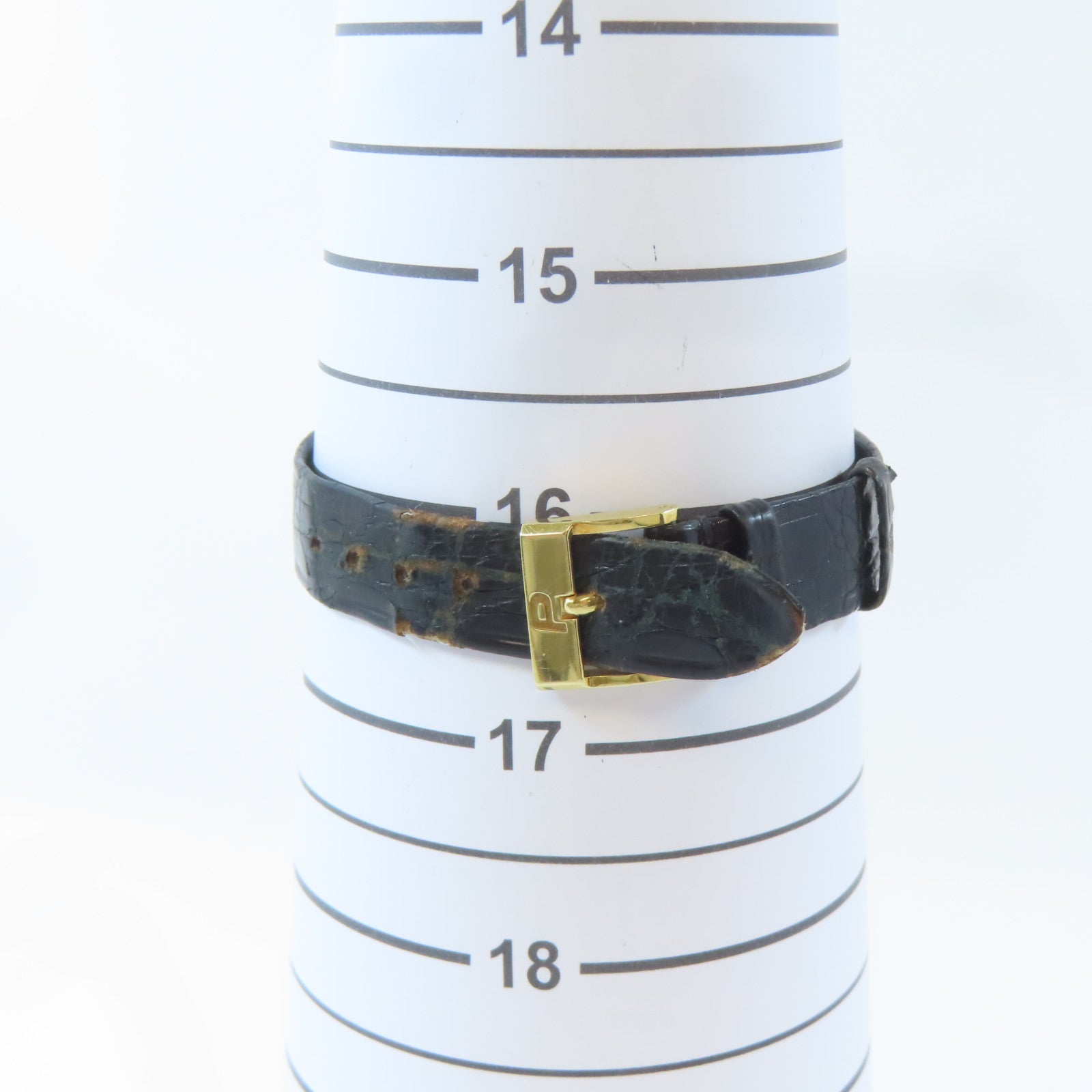 PIAGET Chequered 18K黃金/皮革帶手錶手動機芯金色