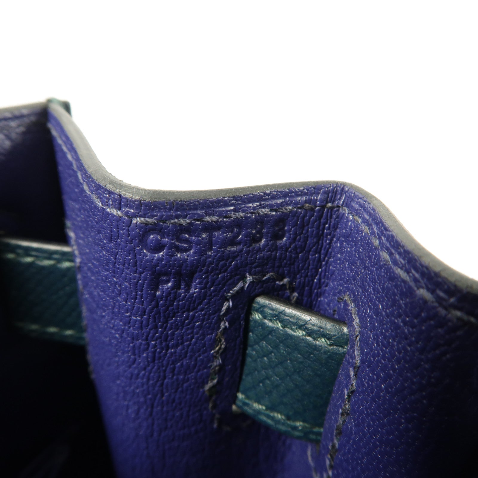 HERMES Epsom皮革/Clemence皮革Kelly 28手挽肩背兩用袋Vert Cypres/Bleu Obscur/Malachite