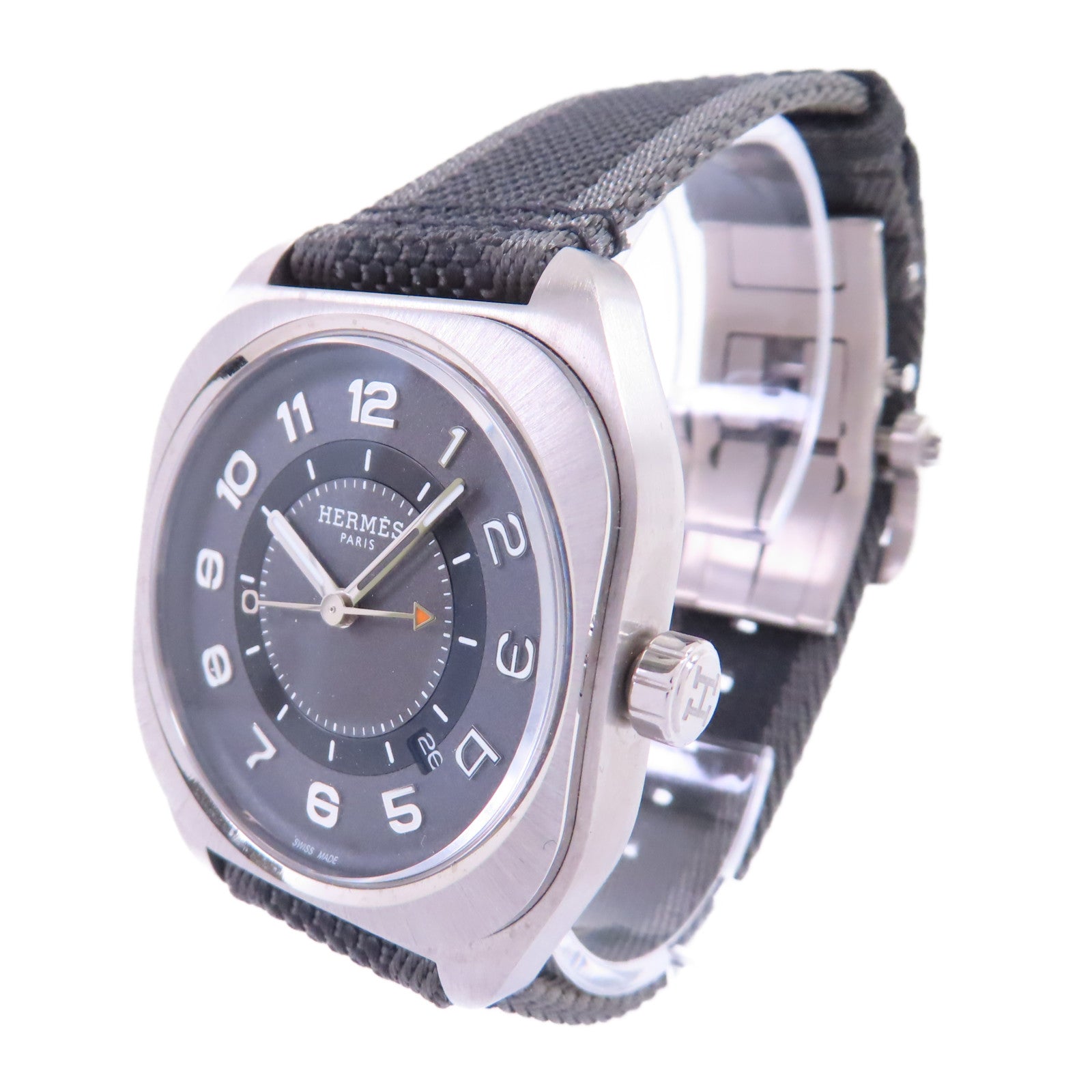 HERMES HO8 Watch鈦金屬/皮帶自動機芯手錶灰色