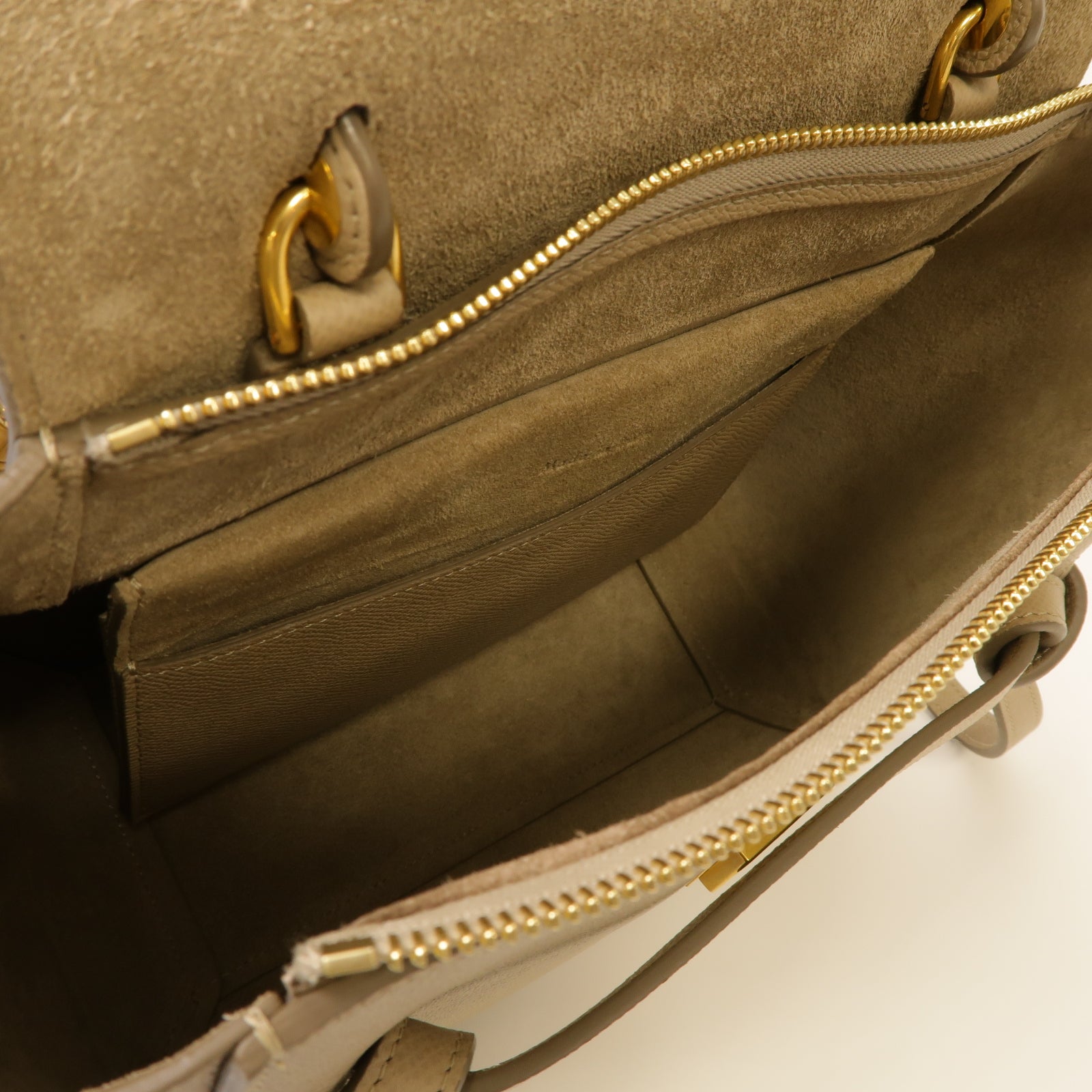 CELINE 牛皮皮革Micro Belt Bag金扣手挽肩背兩用袋米色