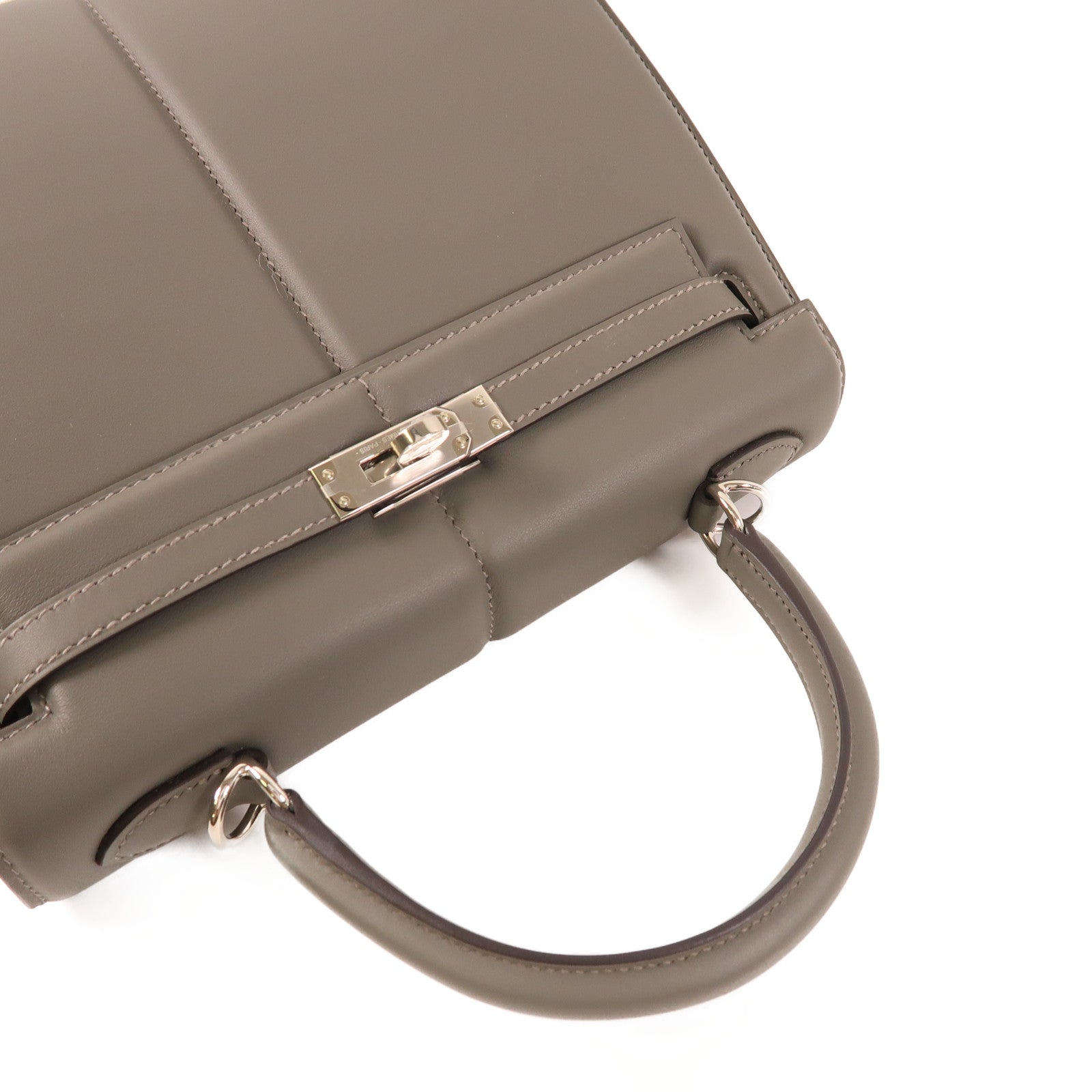 HERMES Swift皮革Kelly 25銀扣手挽肩背兩用袋Gris Meyer