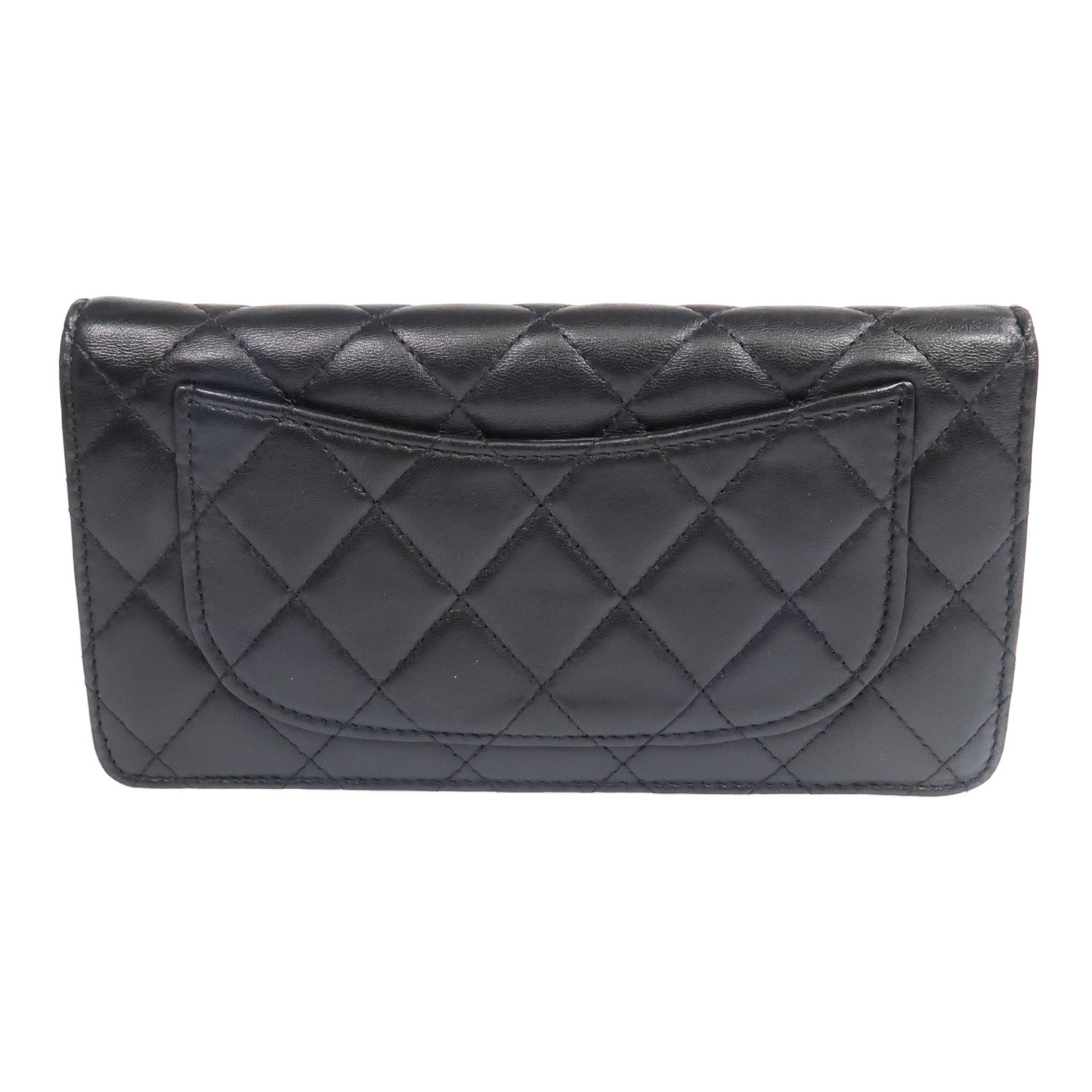 CHANEL 羊皮皮革Long Wallet銀扣長錢包