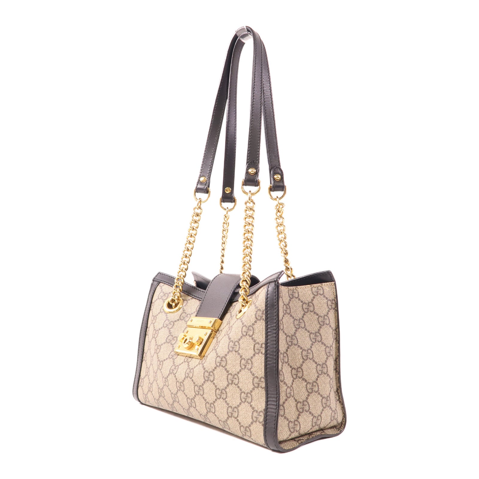GUCCI 塗層帆布/皮革Padlock金扣肩背袋