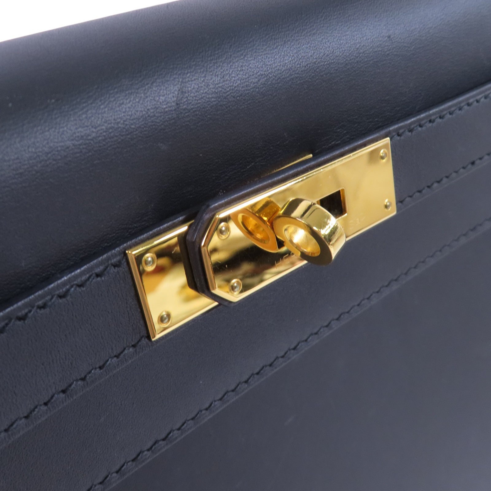HERMES Sombrero皮革Kelly 28 2Way Hand Bag金扣手挽肩背兩用袋