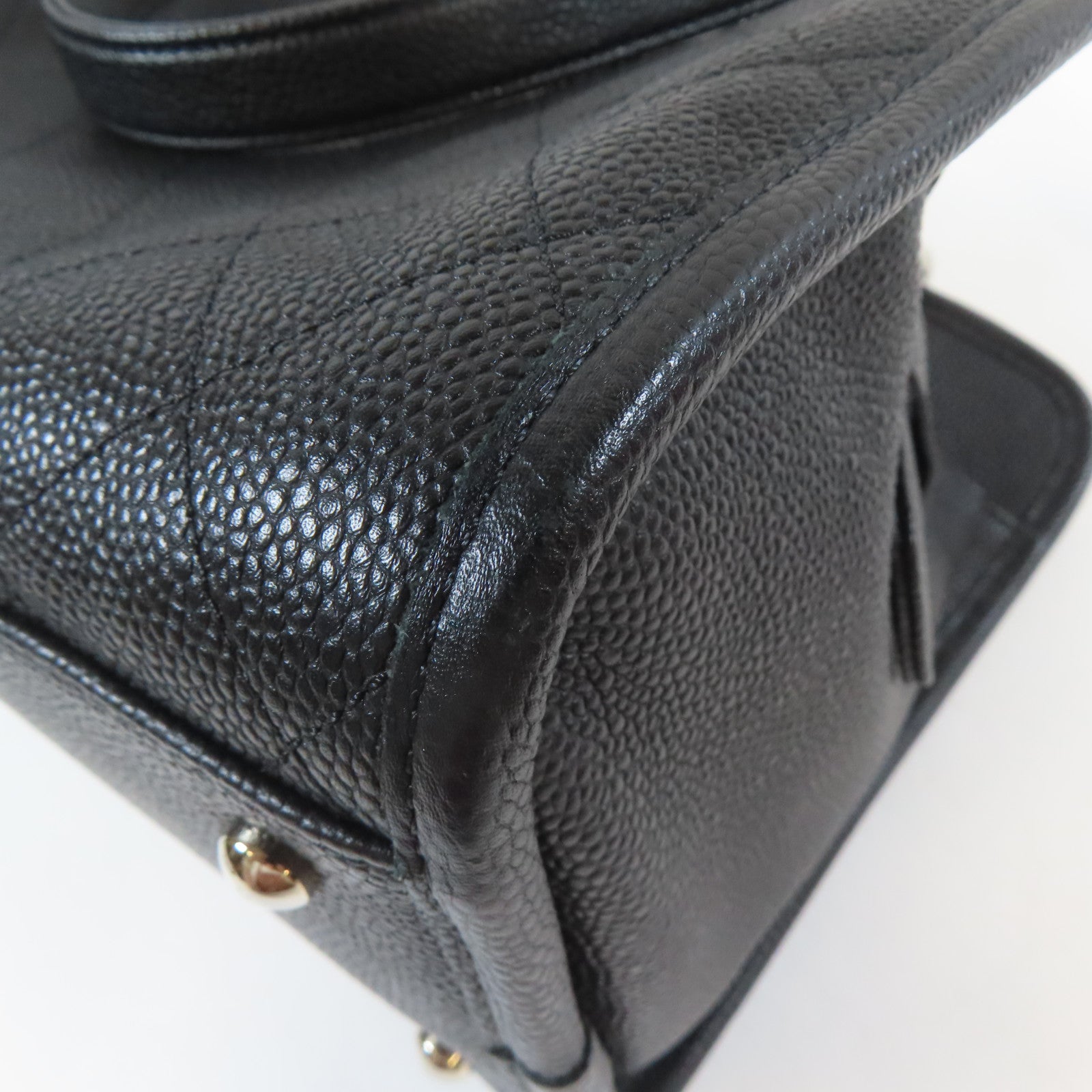 CHANEL 菱格Caviar皮革2 Way Chain Shoulder Bag銀扣手挽肩背兩用袋黑色