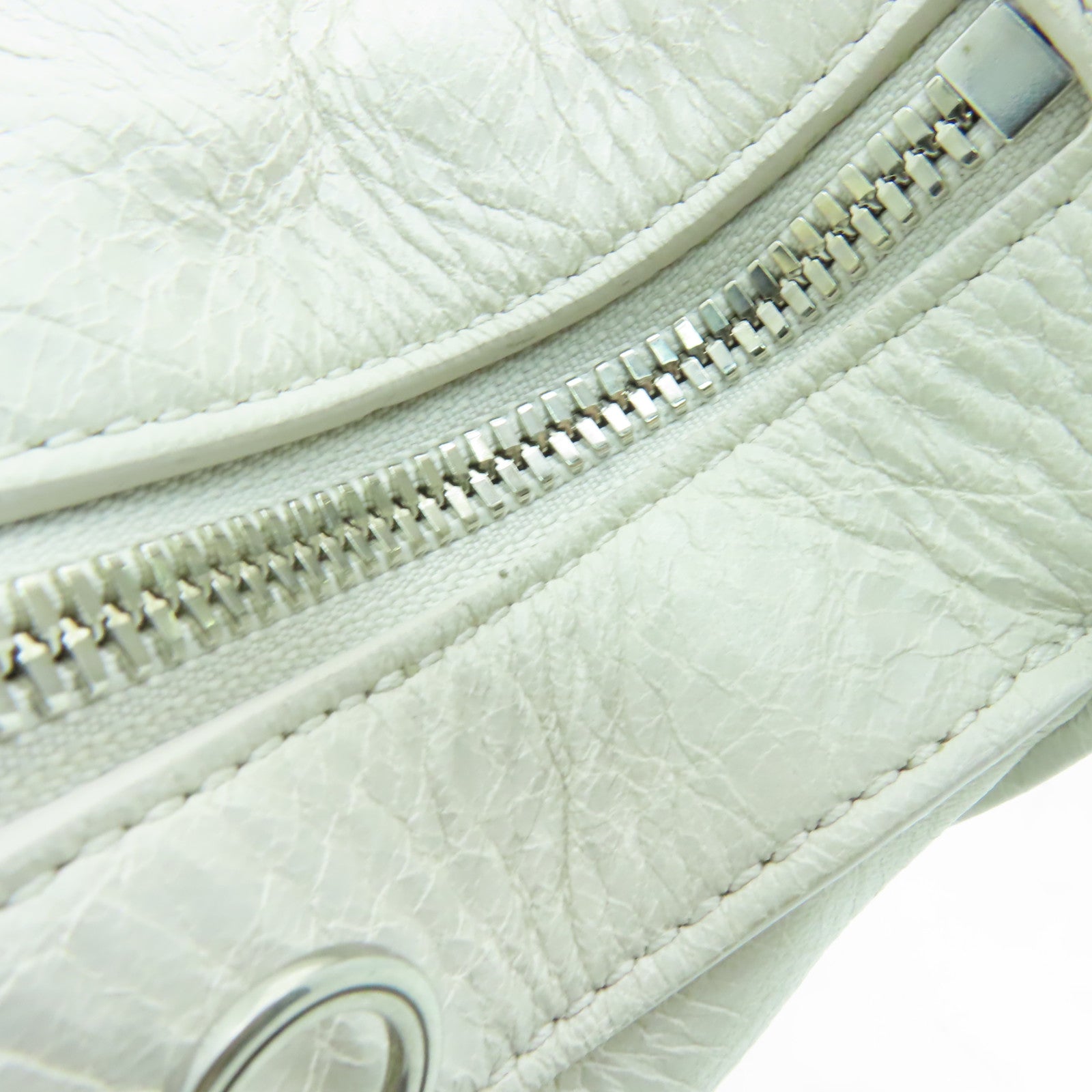 BALENCIAGA 【激減優惠】牛皮皮革Raver Bag銀扣肩背袋白色