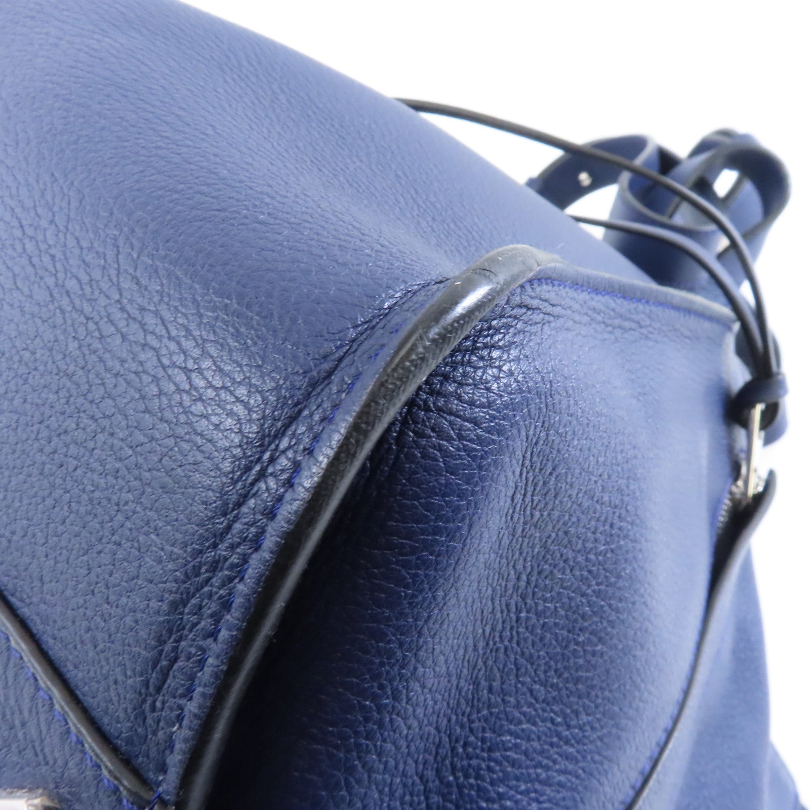 LOEWE 牛皮皮革Hammock銀扣手挽肩背兩用袋藍色