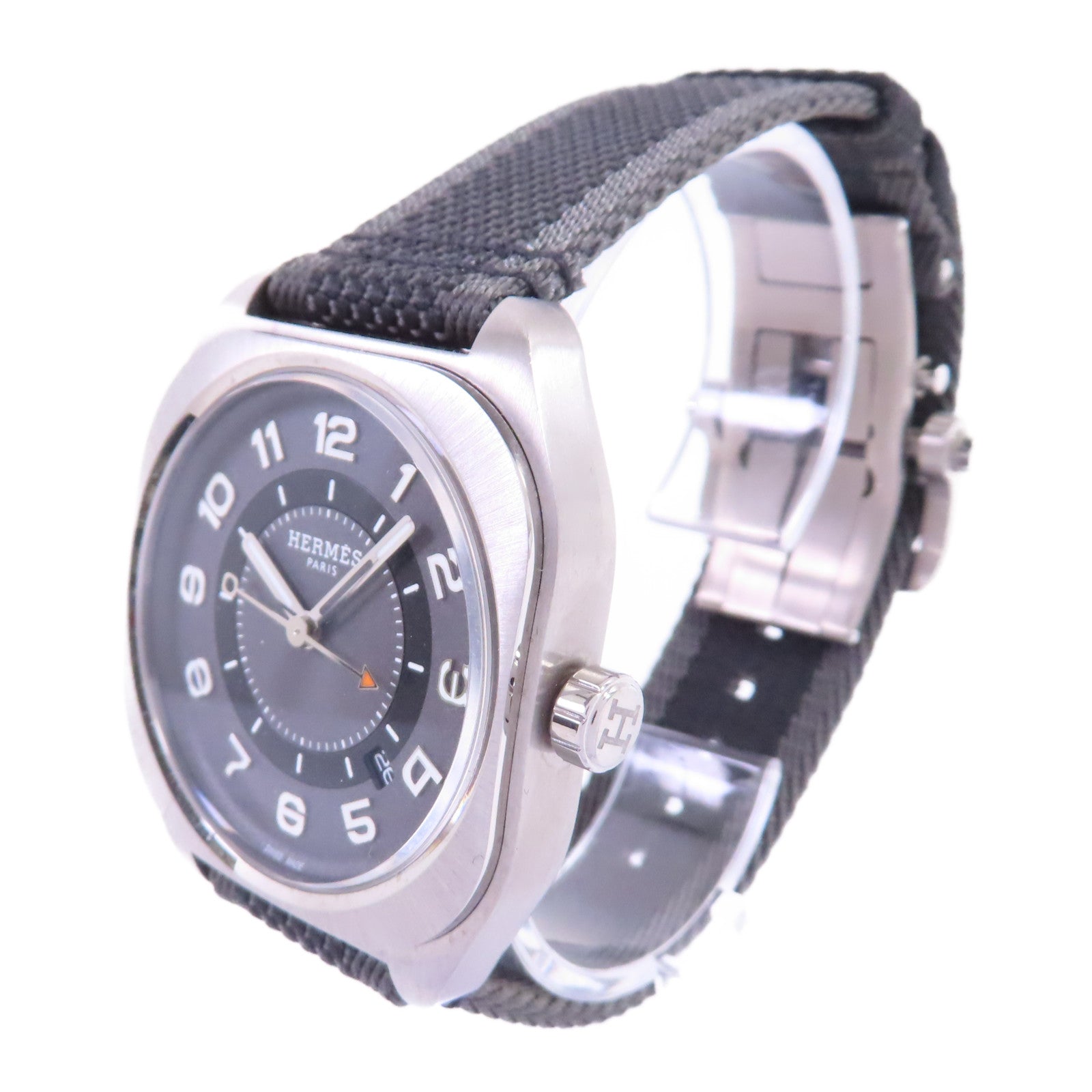 HERMES HO8 Watch鈦金屬/皮帶自動機芯手錶灰色