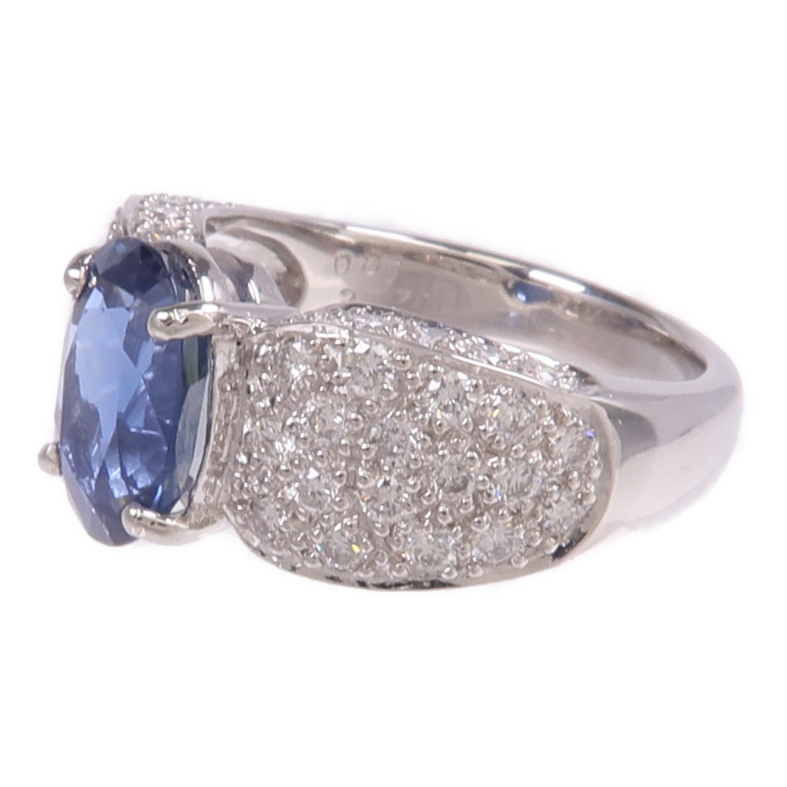 JEWELRY PT900鉑金Sapphire Diamond Ring藍寶石/鑽石戒指US#6.25