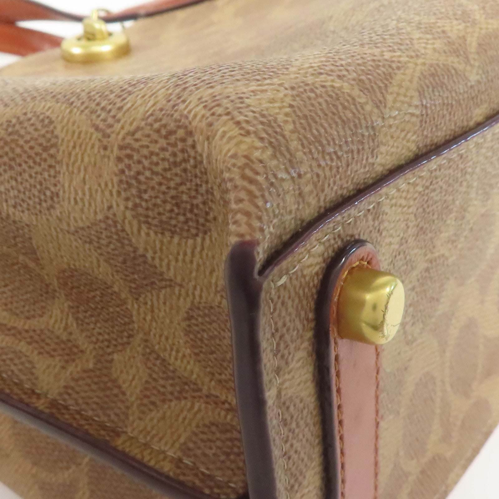 COACH 塗層帆布Shoulder Bag金扣手挽肩背兩用袋