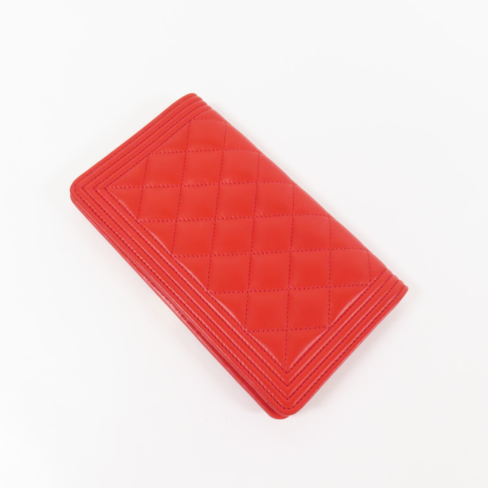 CHANEL 羊皮皮革Boy Wallet金扣長錢包